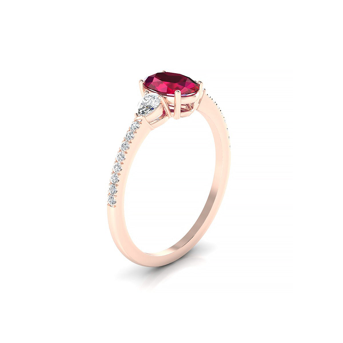 Waterfall | 18k Rose Gold 7 x 5 mm Oval Ruby Ring