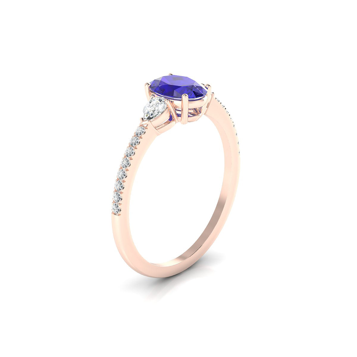 Waterfall | 18k Rose Gold 7 x 5 mm Oval Tanzanite Ring