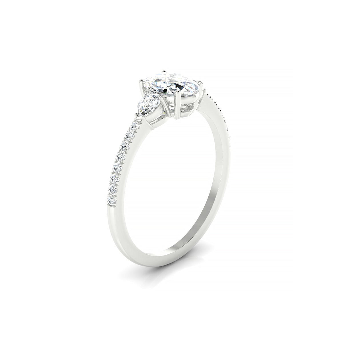 Waterfall | 18k White Gold 7 x 5 mm Oval Diamond Ring