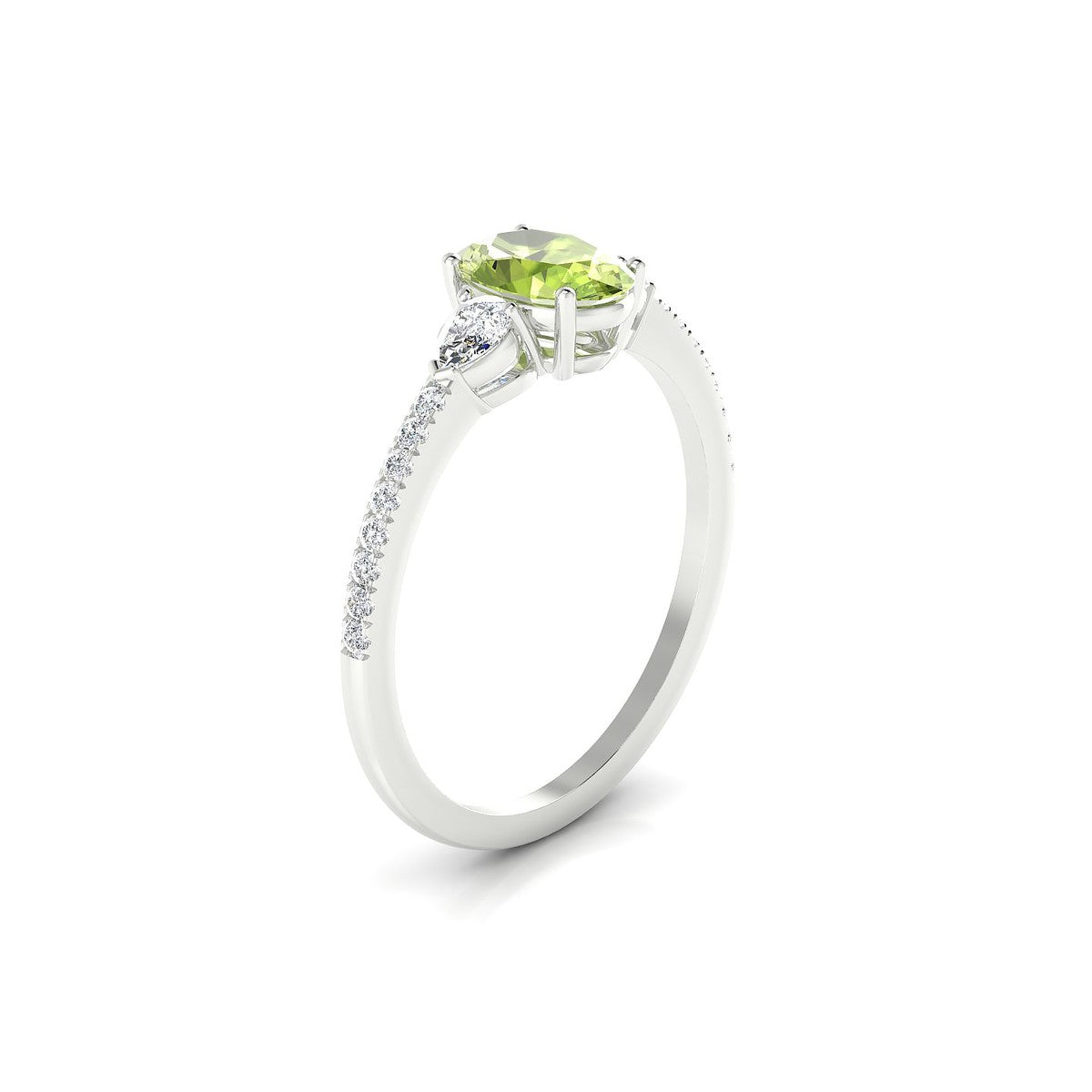 Waterfall | 18k White Gold 7 x 5 mm Oval Peridot Ring