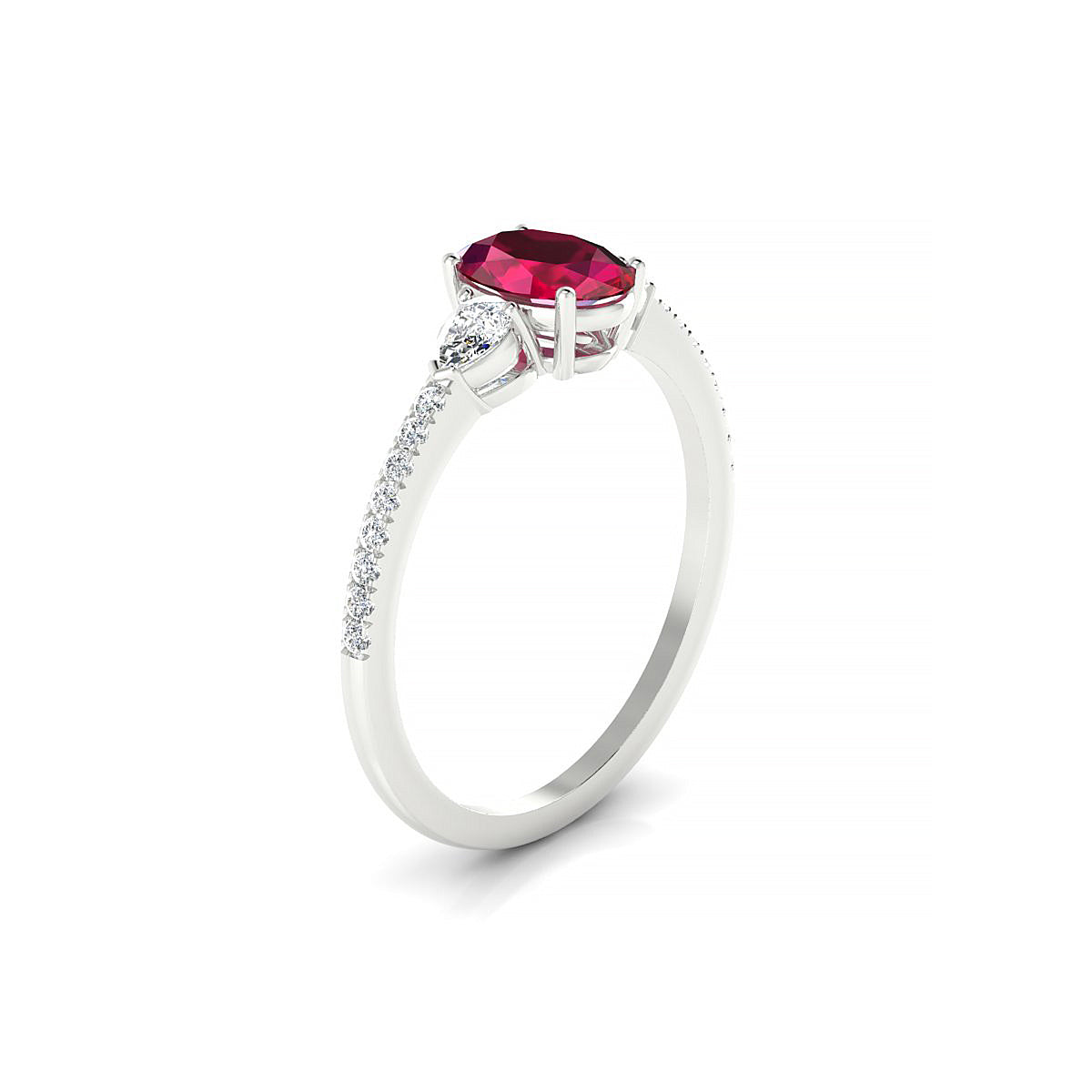 Waterfall | 18k White Gold 7 x 5 mm Oval Ruby Ring