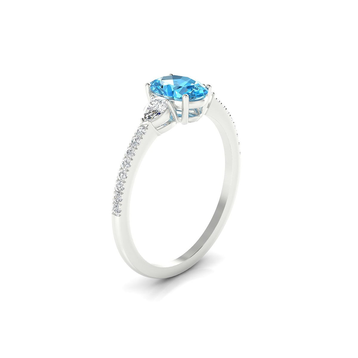 Waterfall | 18k White Gold 7 x 5 mm Oval Topaz Ring