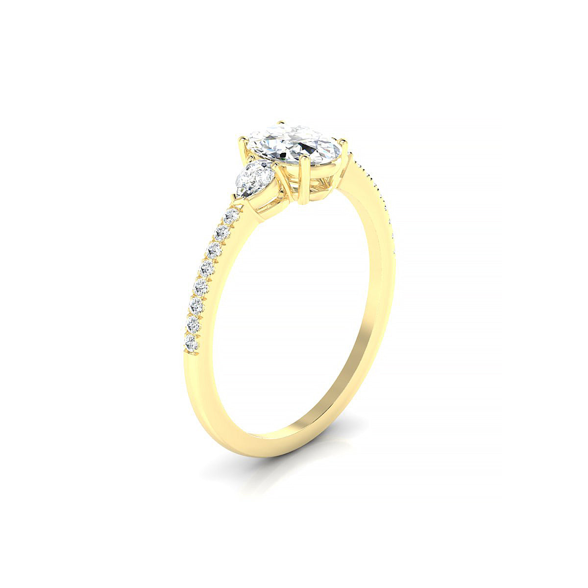 Waterfall | 18k Yellow Gold 7 x 5 mm Oval Diamond Ring