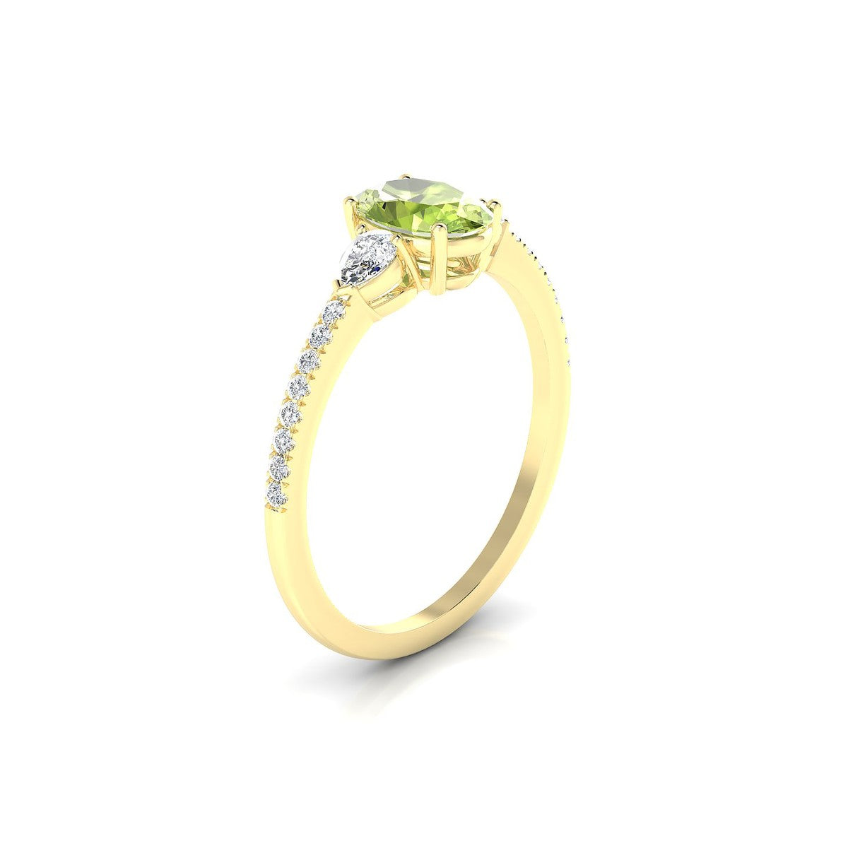 Waterfall | 18k Yellow Gold 7 x 5 mm Oval Peridot Ring