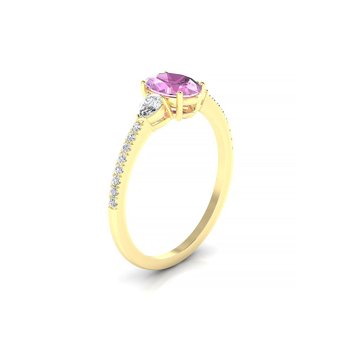 Waterfall | 18k Yellow Gold 7 x 5 mm Oval Pink Sapphire Ring