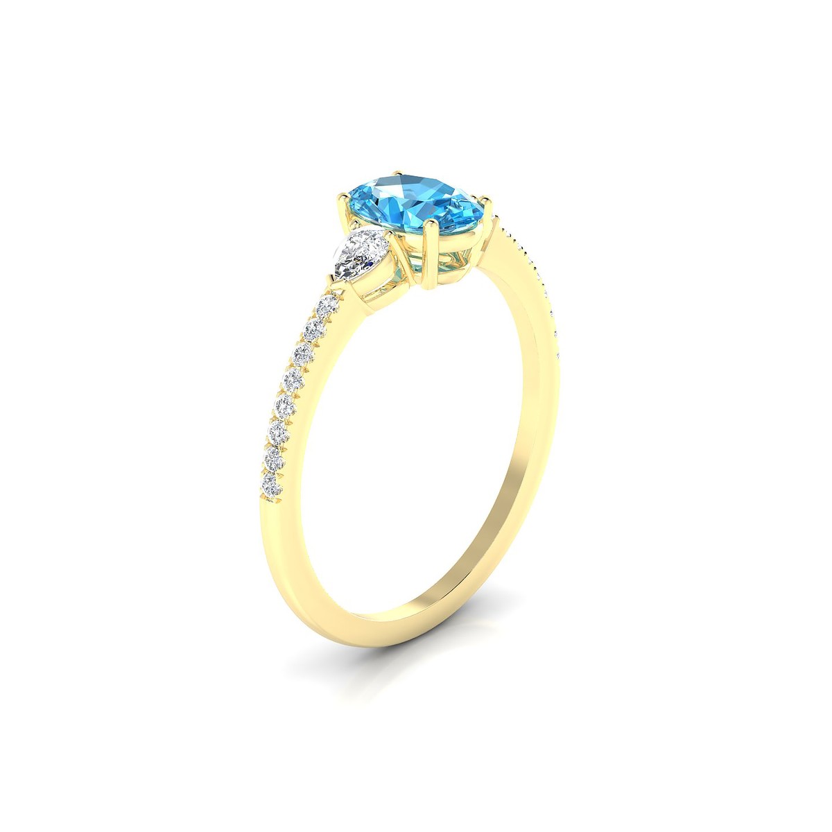 Waterfall | 18k Yellow Gold 7 x 5 mm Oval Topaz Ring