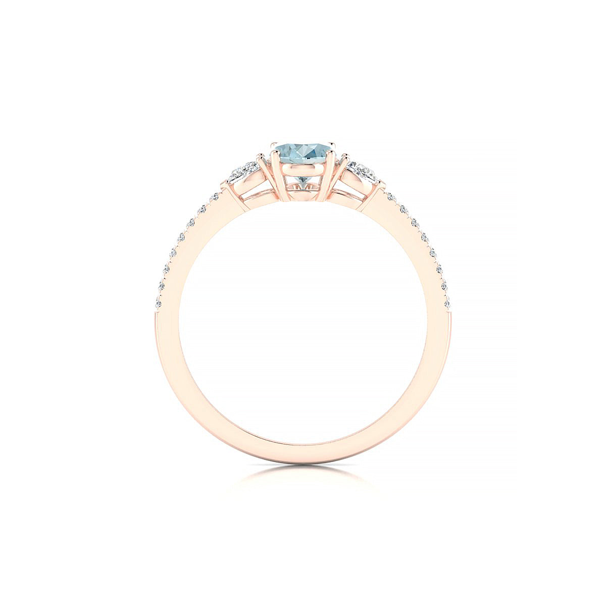 Waterfall | 18k Rose Gold 7 x 5 mm Oval Aquamarine Ring