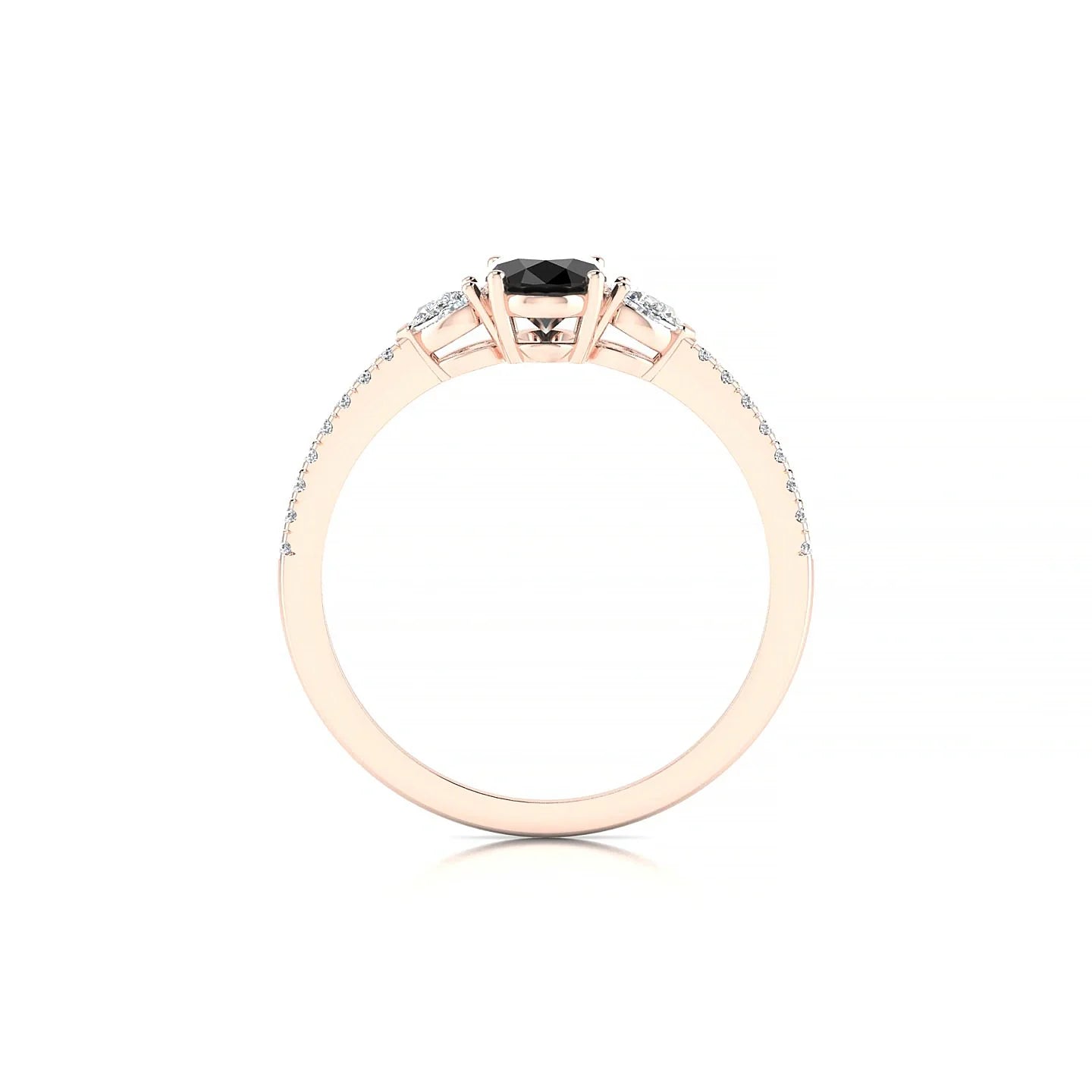 Waterfall | 18k Rose Gold 7 x 5 mm Oval Black Diamond Ring