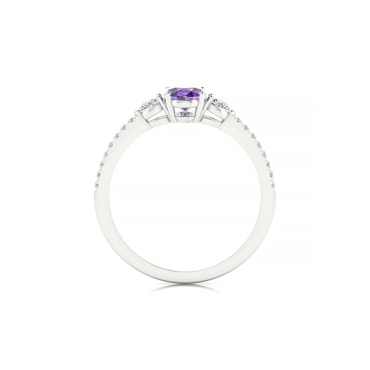 Waterfall | 18k White Gold 7 x 5 mm Oval Amethyst Ring