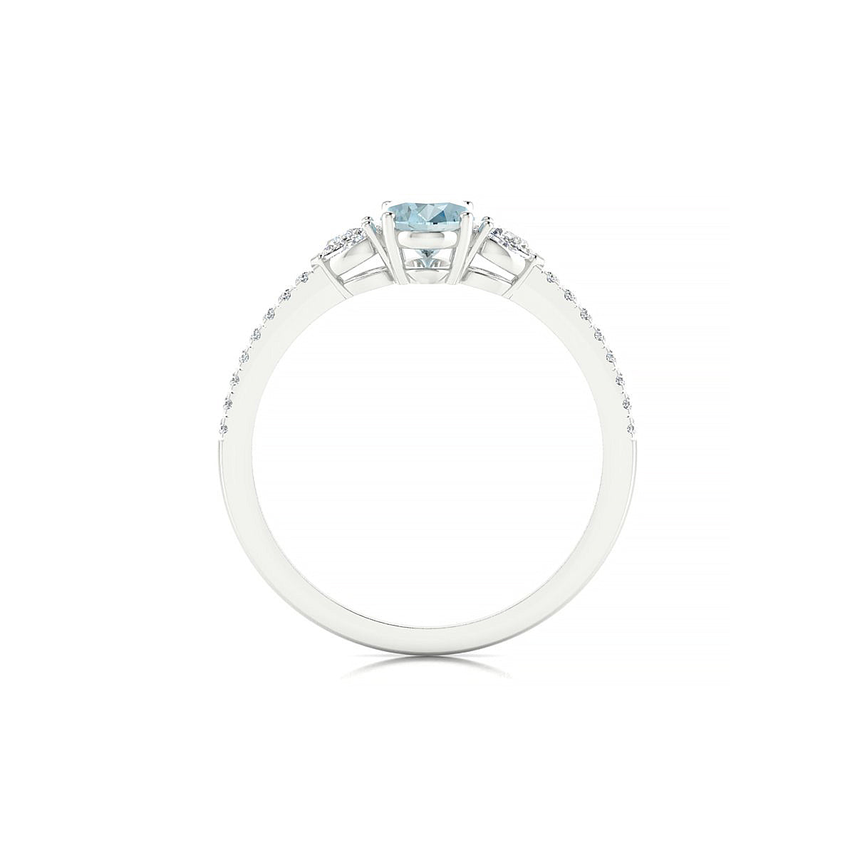 Waterfall | 18k White Gold 7 x 5 mm Oval Aquamarine Ring