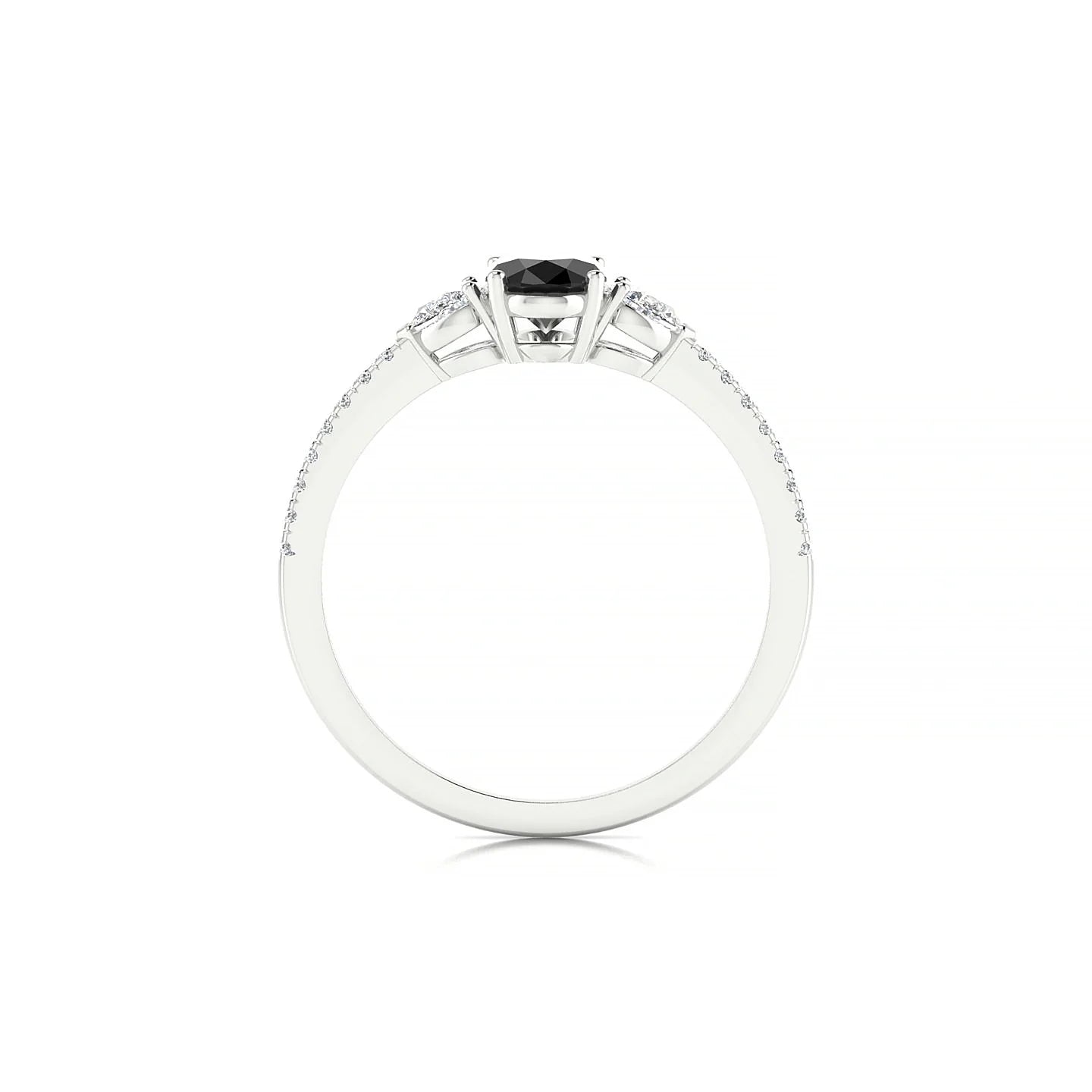 Waterfall | 18k White Gold 7 x 5 mm Oval Black Diamond Ring