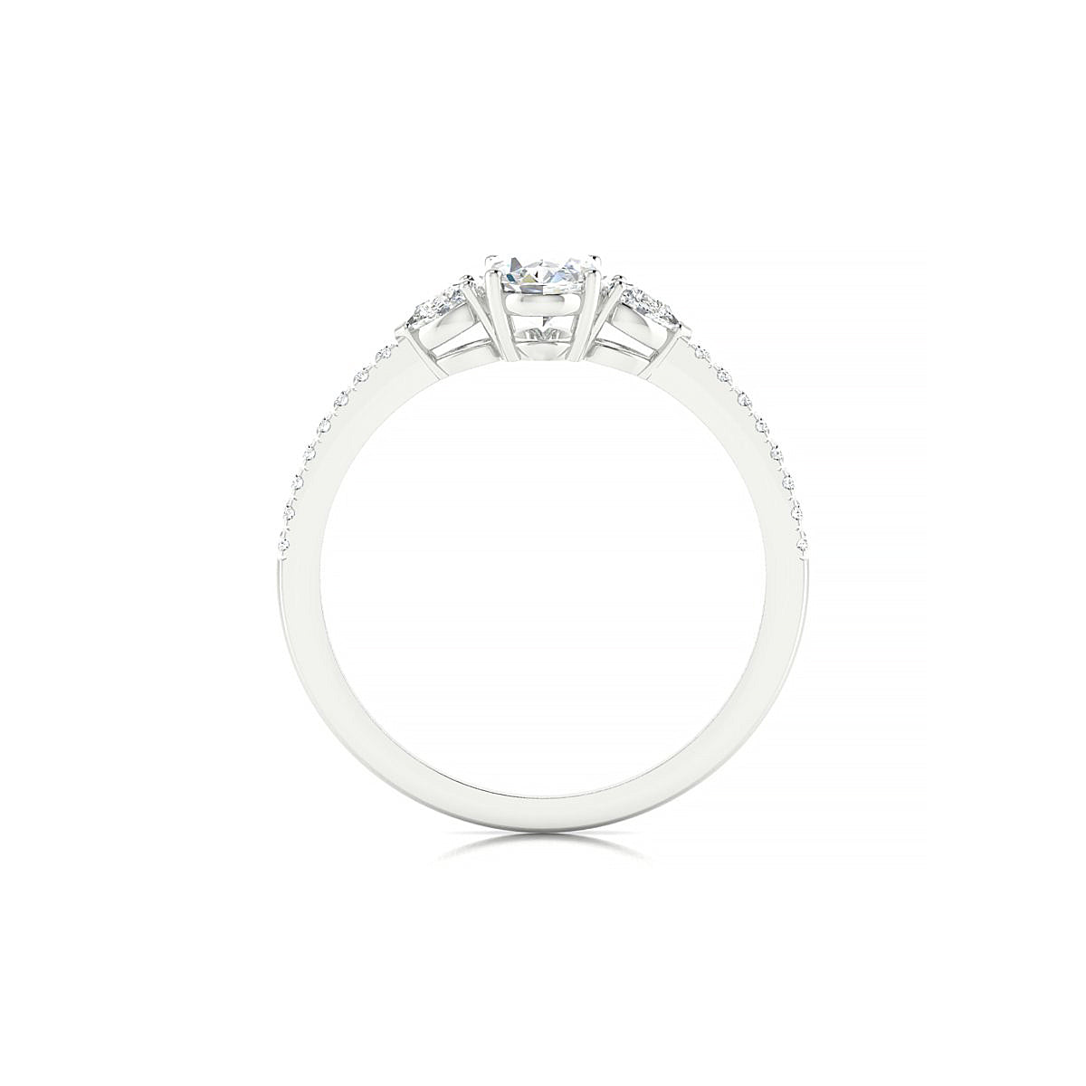 Waterfall | 18k White Gold 7 x 5 mm Oval Diamond Ring