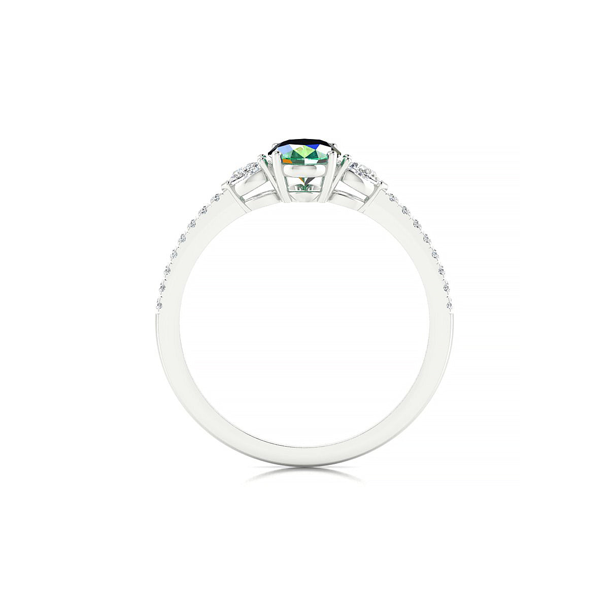 Waterfall | 18k White Gold 7 x 5 mm Oval Emerald Ring
