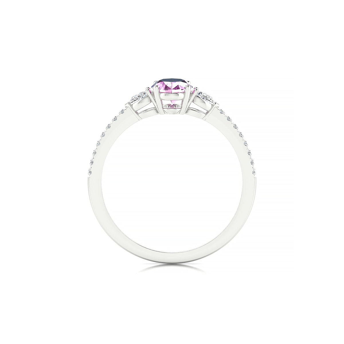 Waterfall | 18k White Gold 7 x 5 mm Oval Pink Sapphire Ring