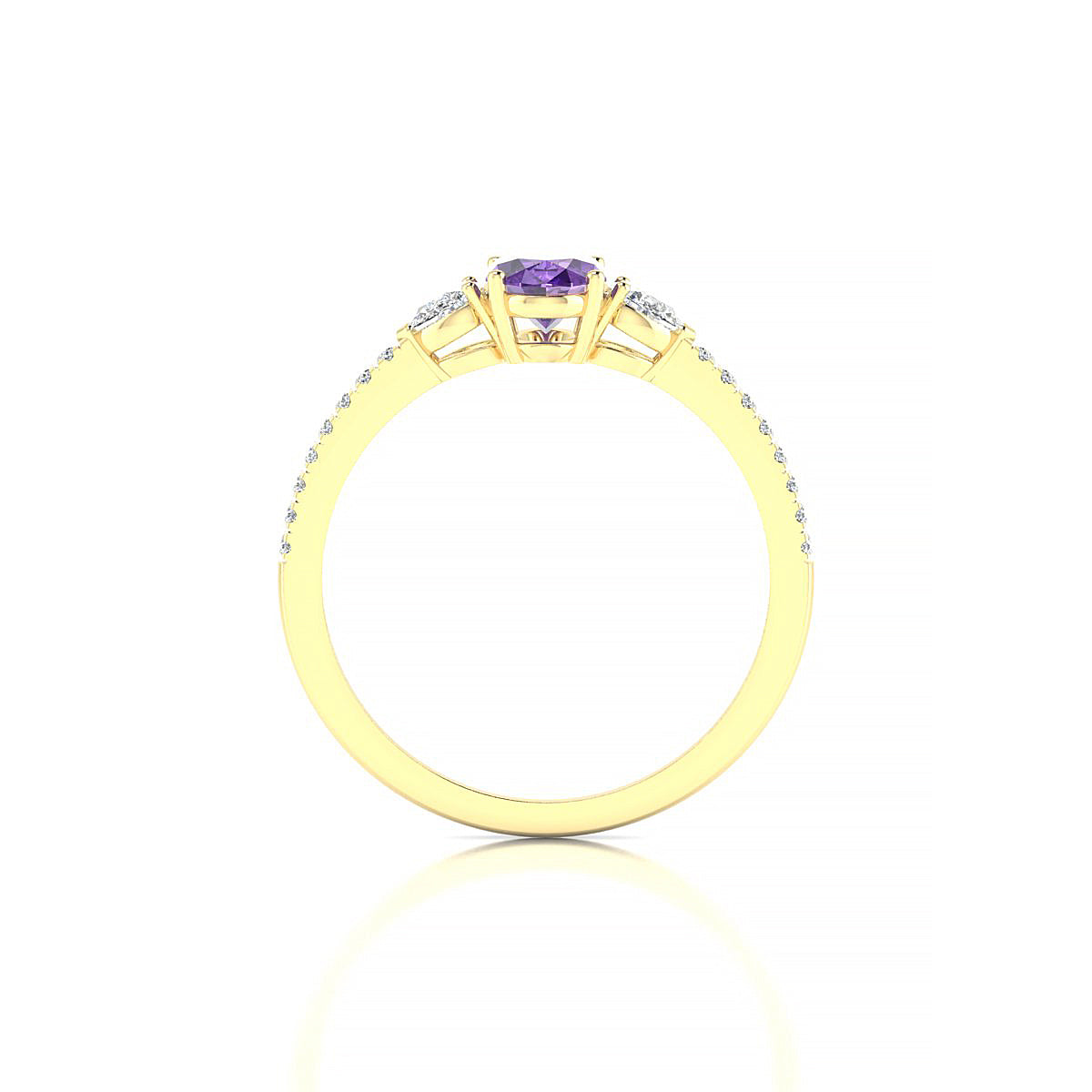 Waterfall | 18k Yellow Gold 7 x 5 mm Oval Amethyst Ring