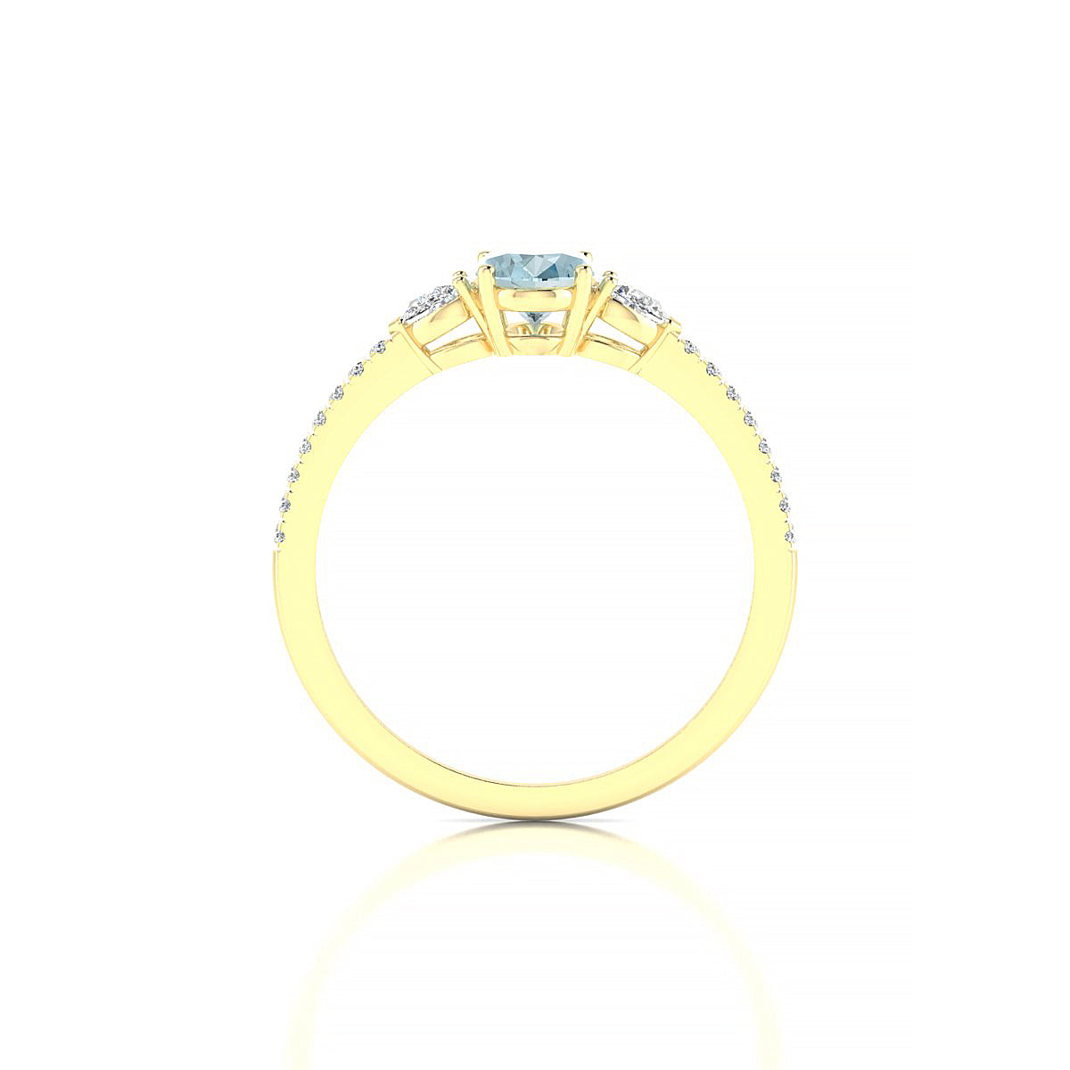 Waterfall | 18k Yellow Gold 7 x 5 mm Oval Aquamarine Ring