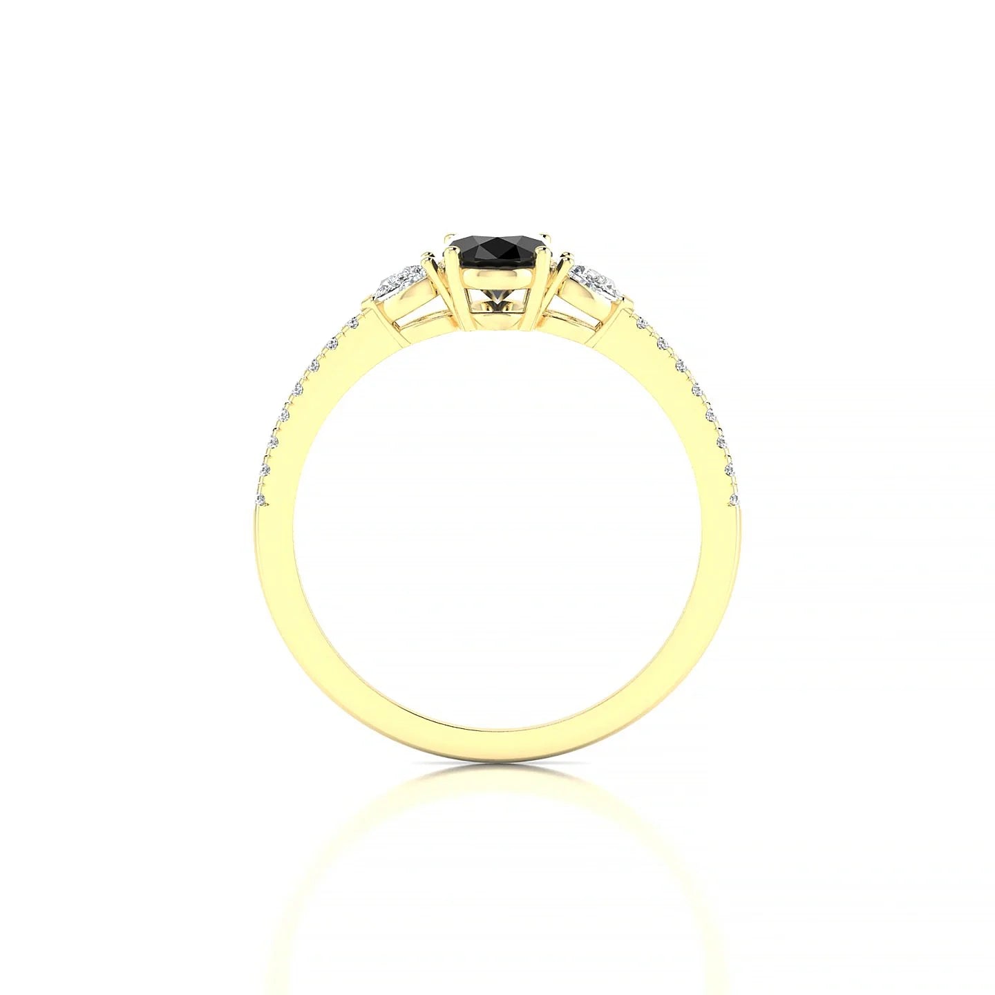 Waterfall | 18k Yellow Gold 7 x 5 mm Oval Black Diamond Ring
