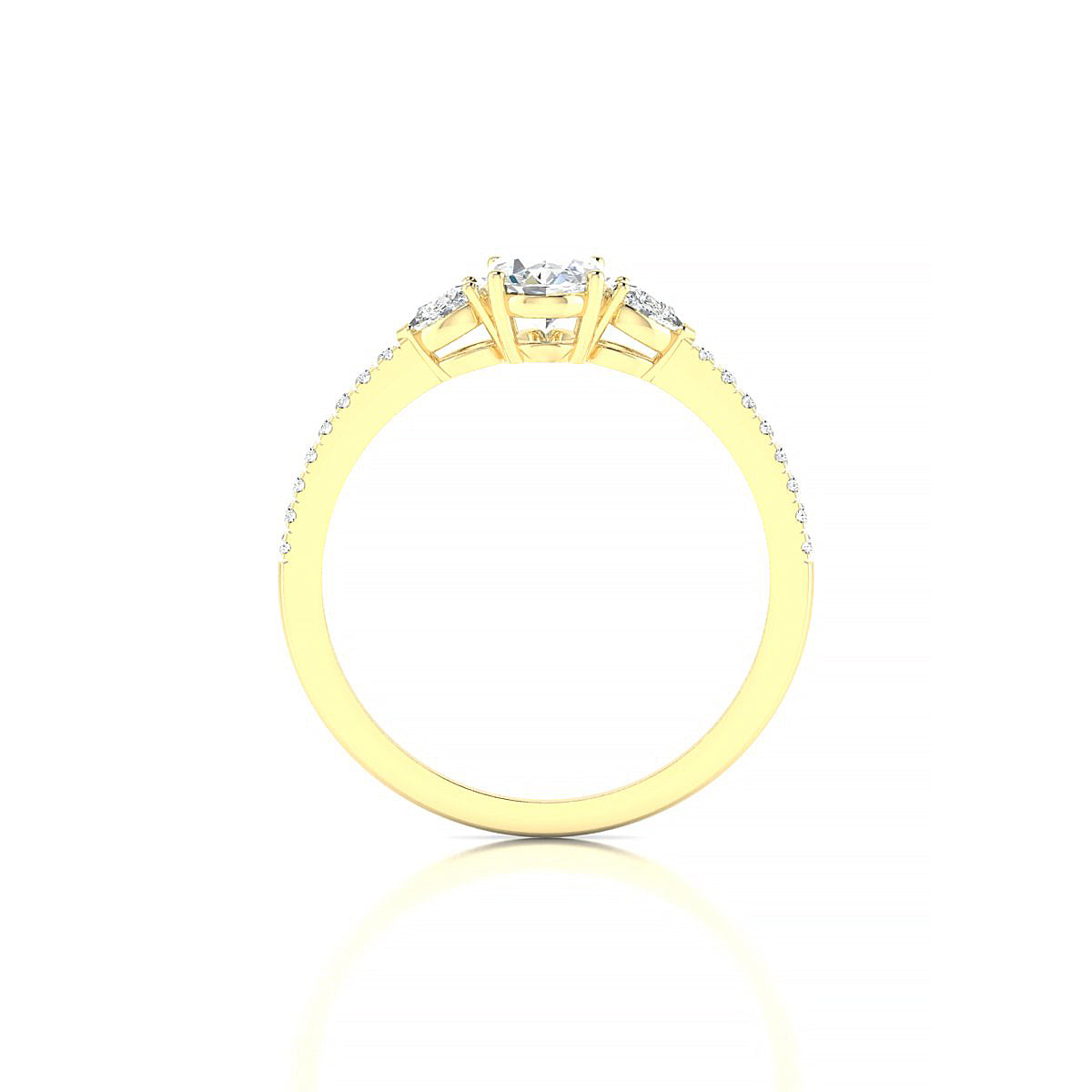 Waterfall | 18k Yellow Gold 7 x 5 mm Oval Diamond Ring