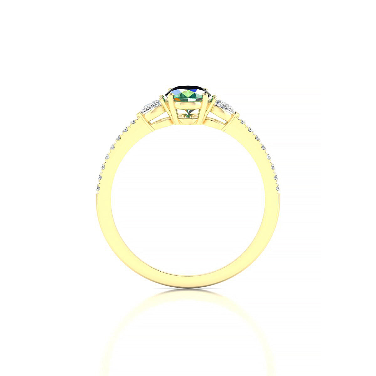 Waterfall | 18k Yellow Gold 7 x 5 mm Oval Emerald Ring