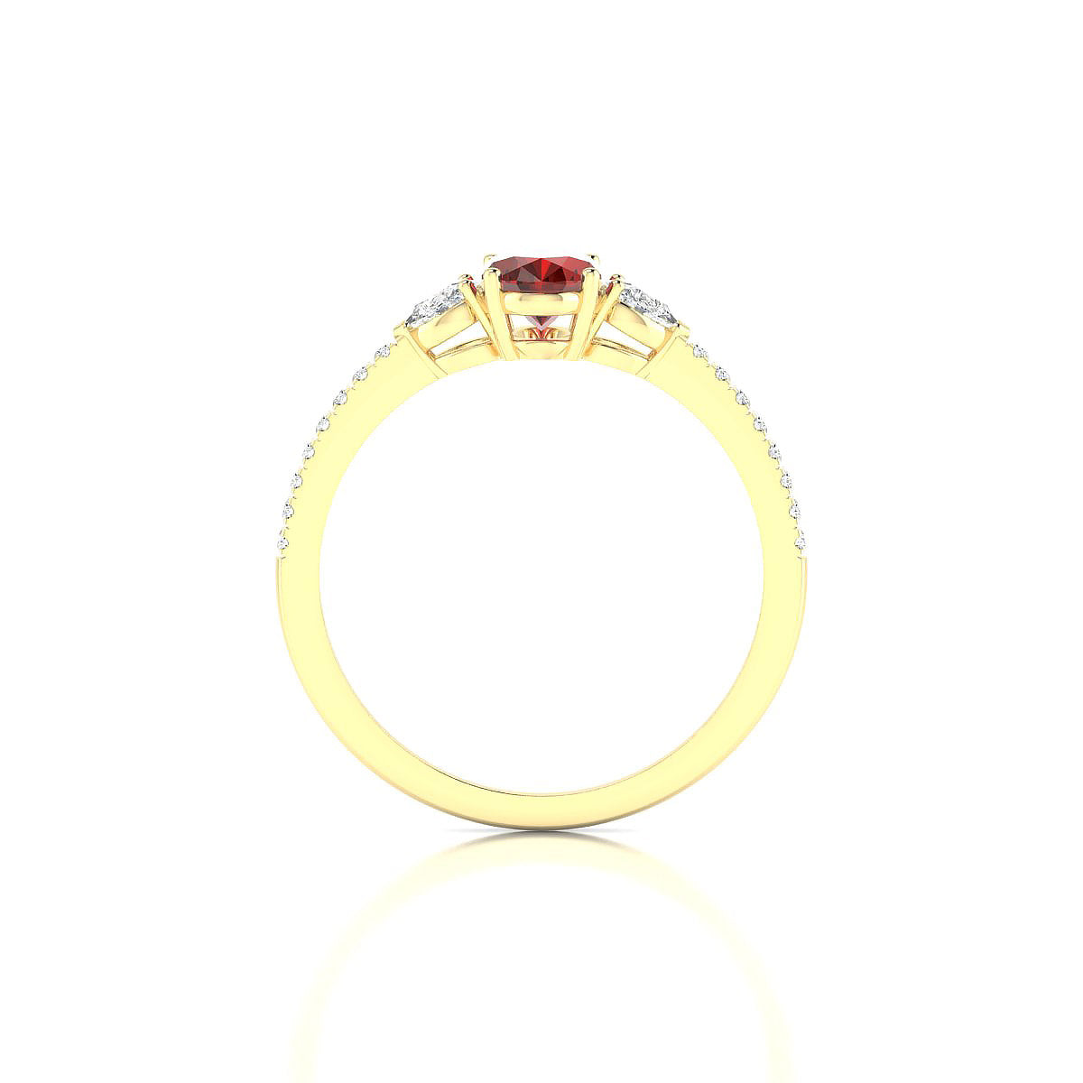 Waterfall | 18k Yellow Gold 7 x 5 mm Oval Garnet Ring