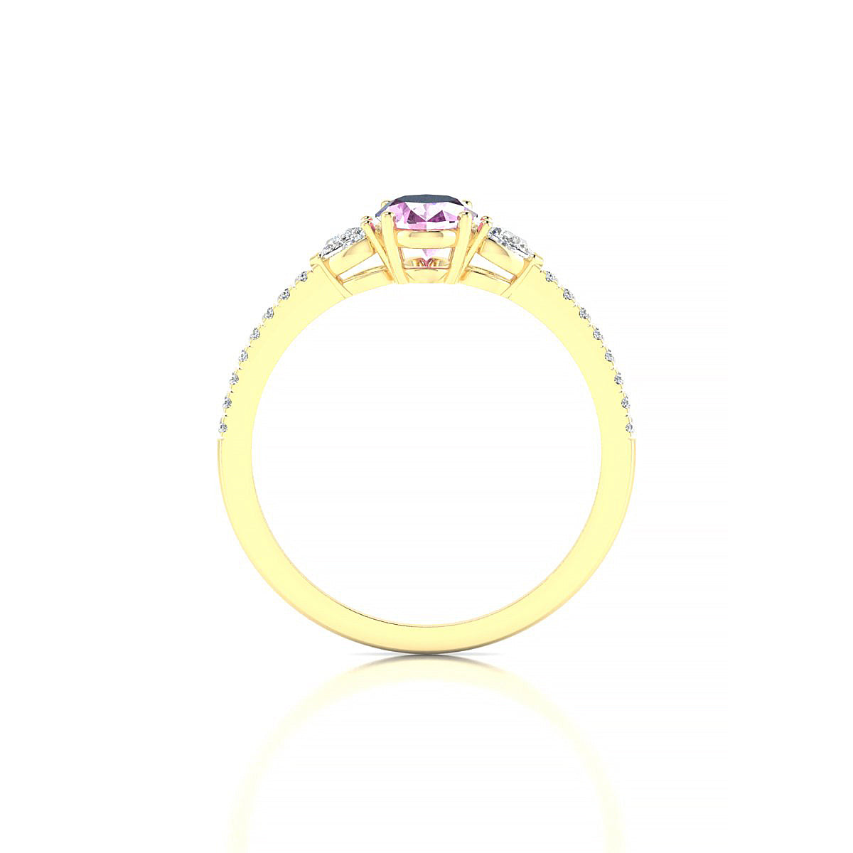 Waterfall | 18k Yellow Gold 7 x 5 mm Oval Pink Sapphire Ring