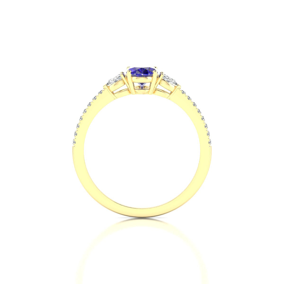 Waterfall | 18k Yellow Gold 7 x 5 mm Oval Tanzanite Ring