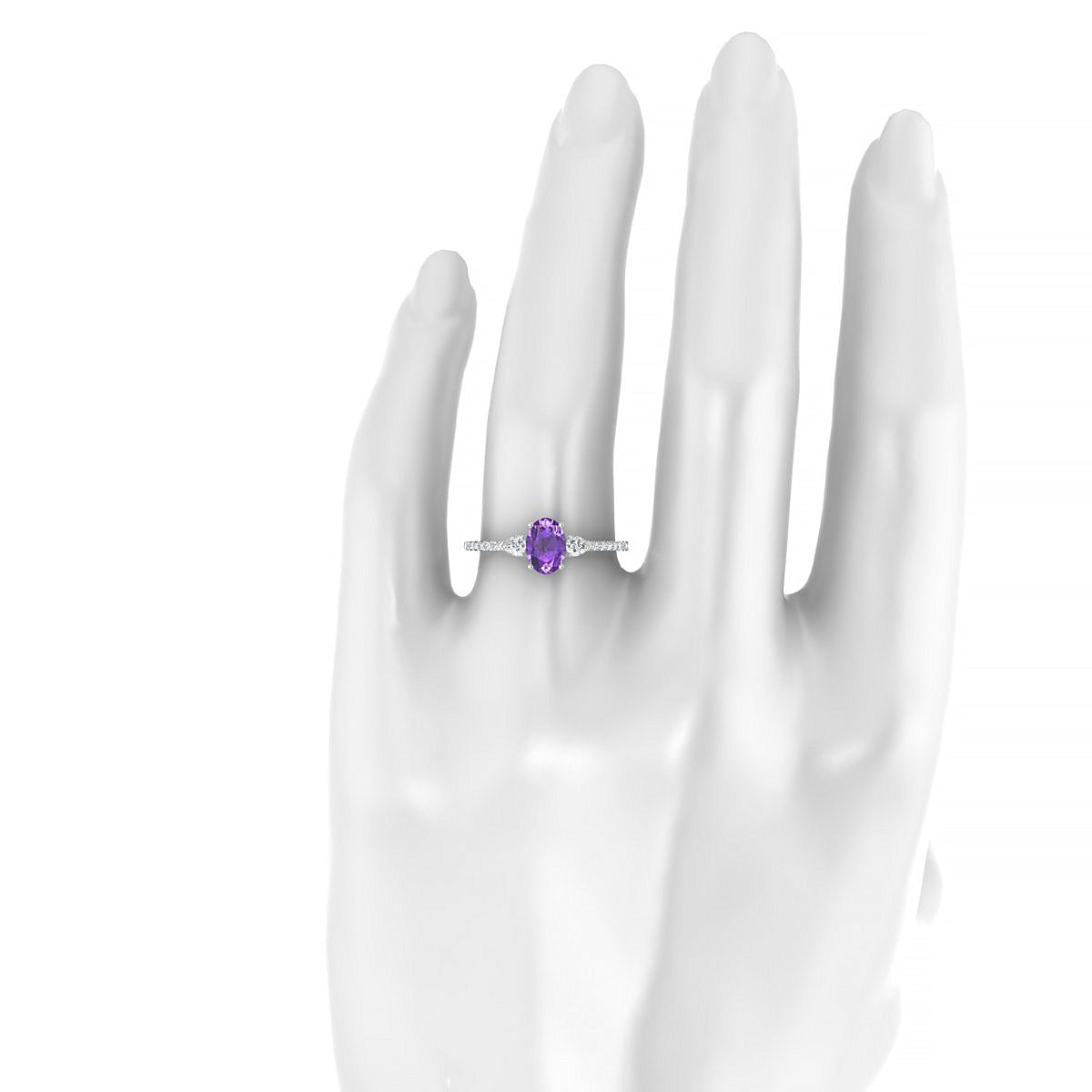 Waterfall | 18k White Gold 7 x 5 mm Oval Amethyst Ring