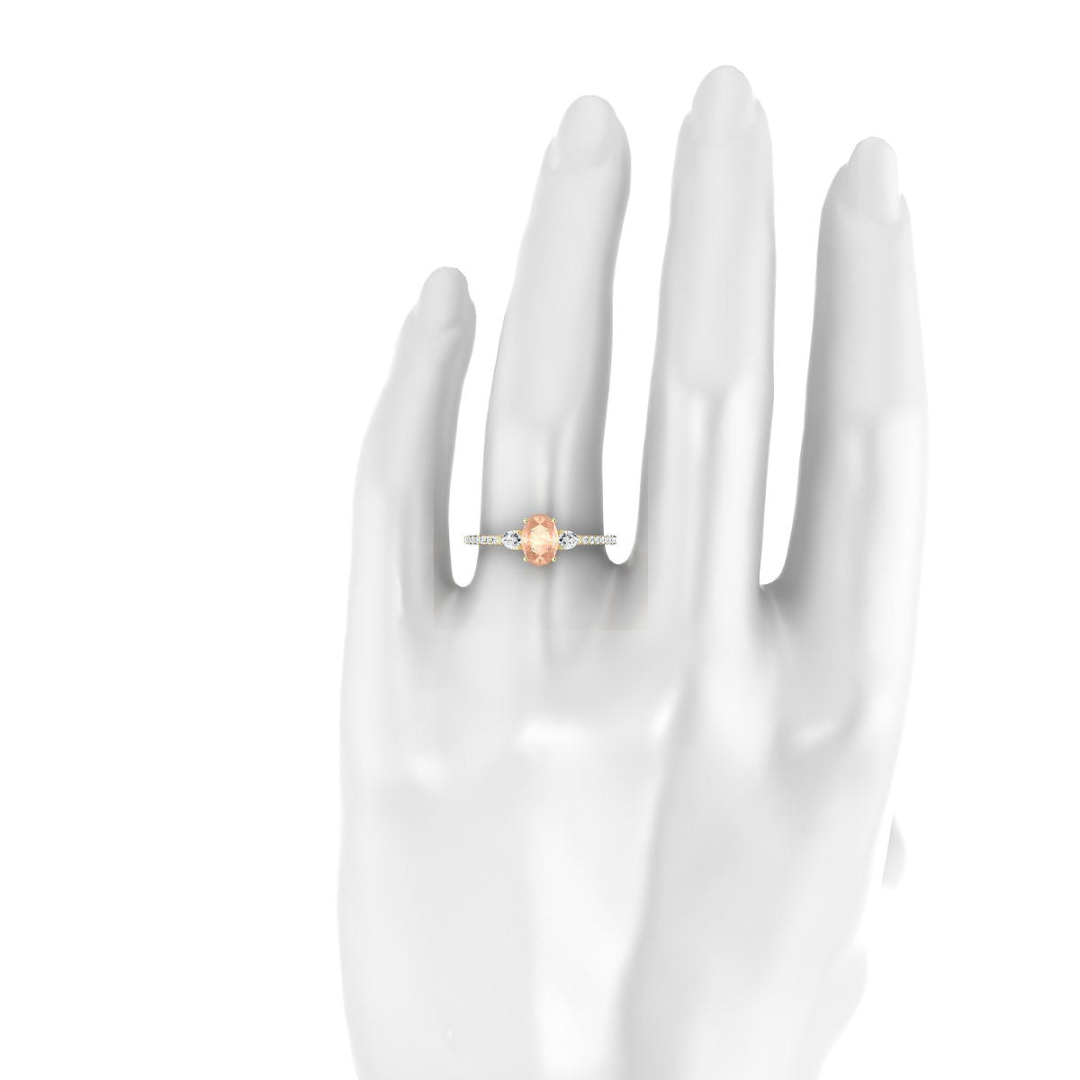 Waterfall | 18k Yellow Gold 7 x 5 mm Oval Morganite Ring