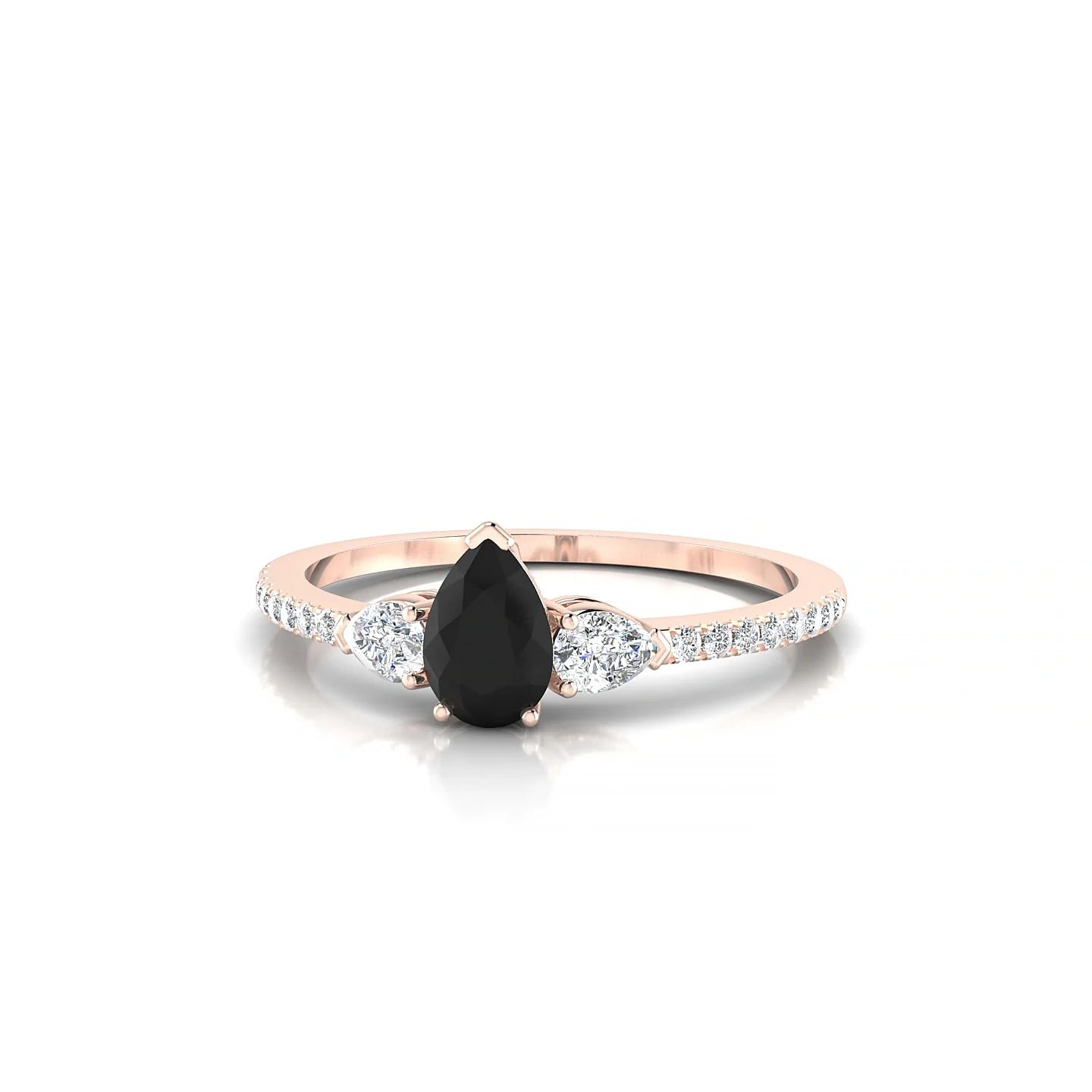 Waterfall | 18k Rose Gold 6 x 4 mm Pear Black Diamond Ring