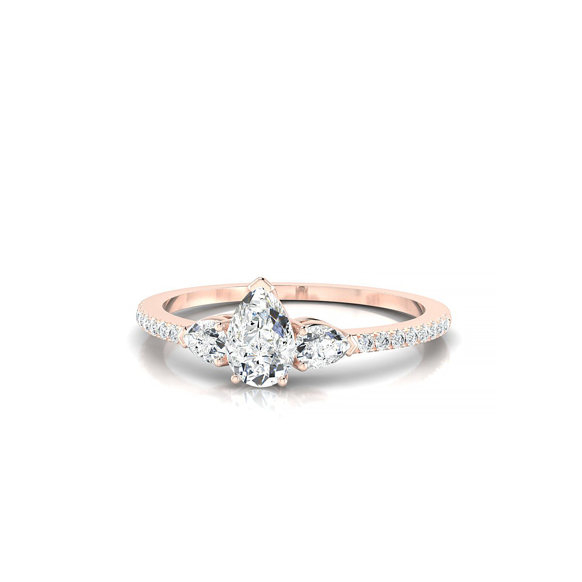 Waterfall | 18k Rose Gold 6 x 4 mm Pear Diamond Ring