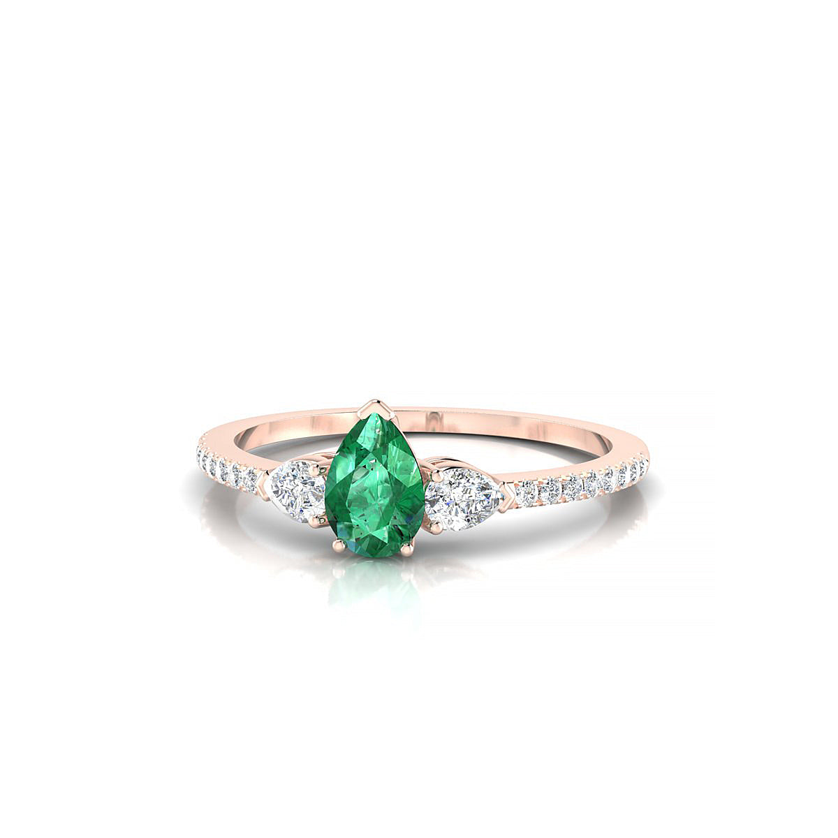 Waterfall | 18k Rose Gold 6 x 4 mm Pear Emerald Ring