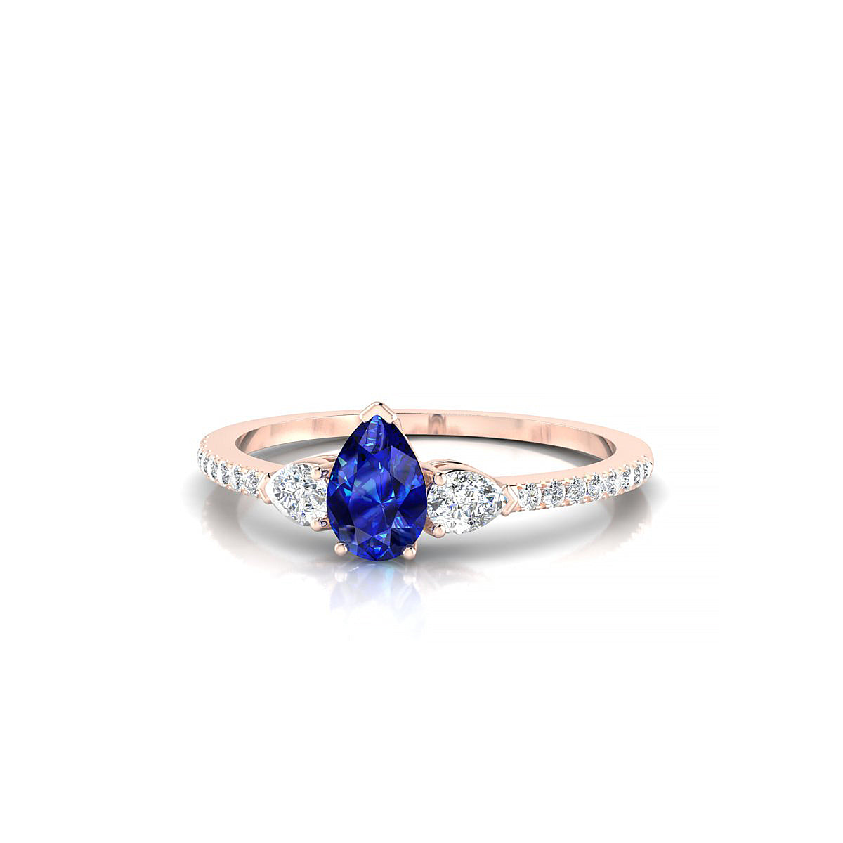 Waterfall | 18k Rose Gold 6 x 4 mm Pear Sapphire Ring