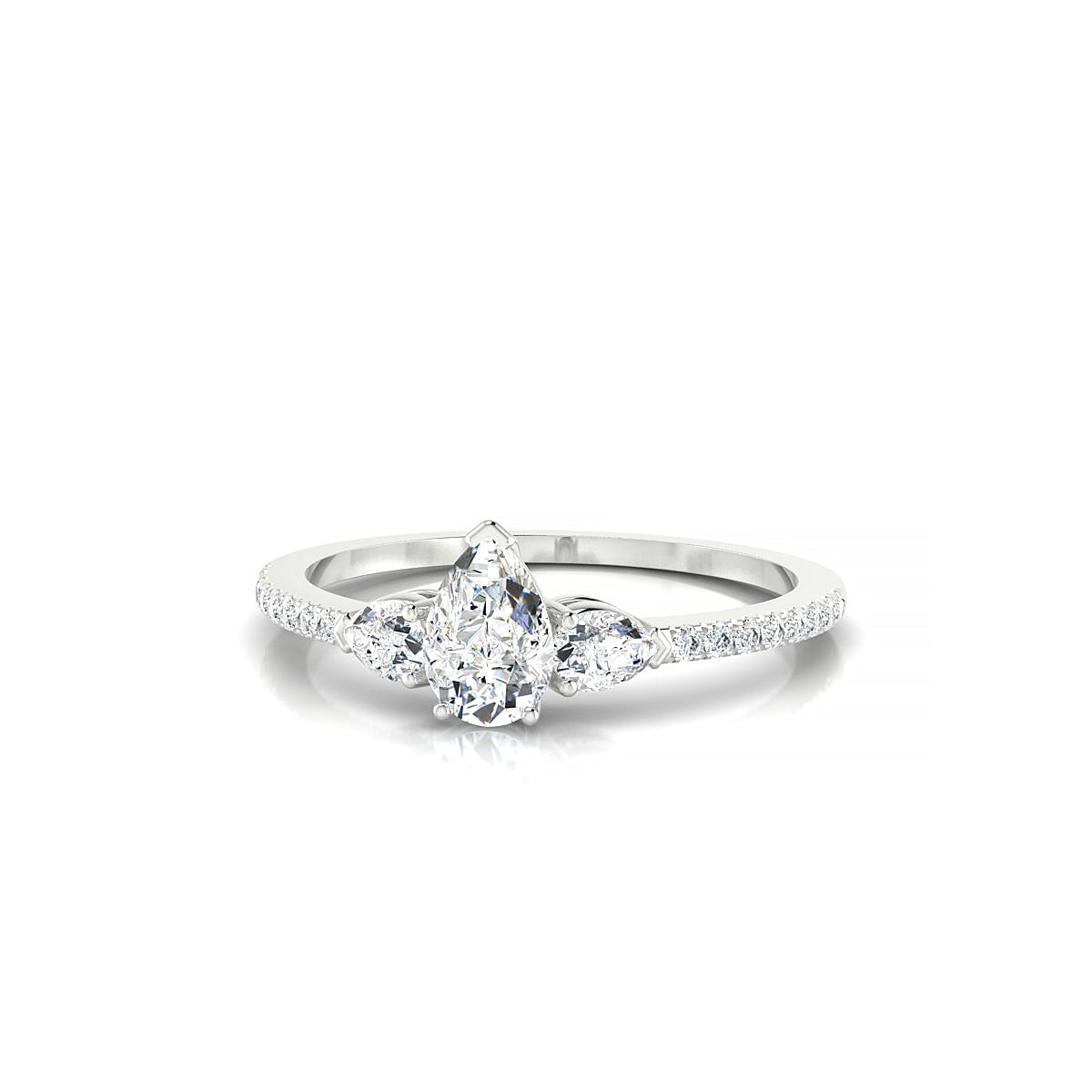Waterfall | 18k White Gold 6 x 4 mm Pear Diamond Ring