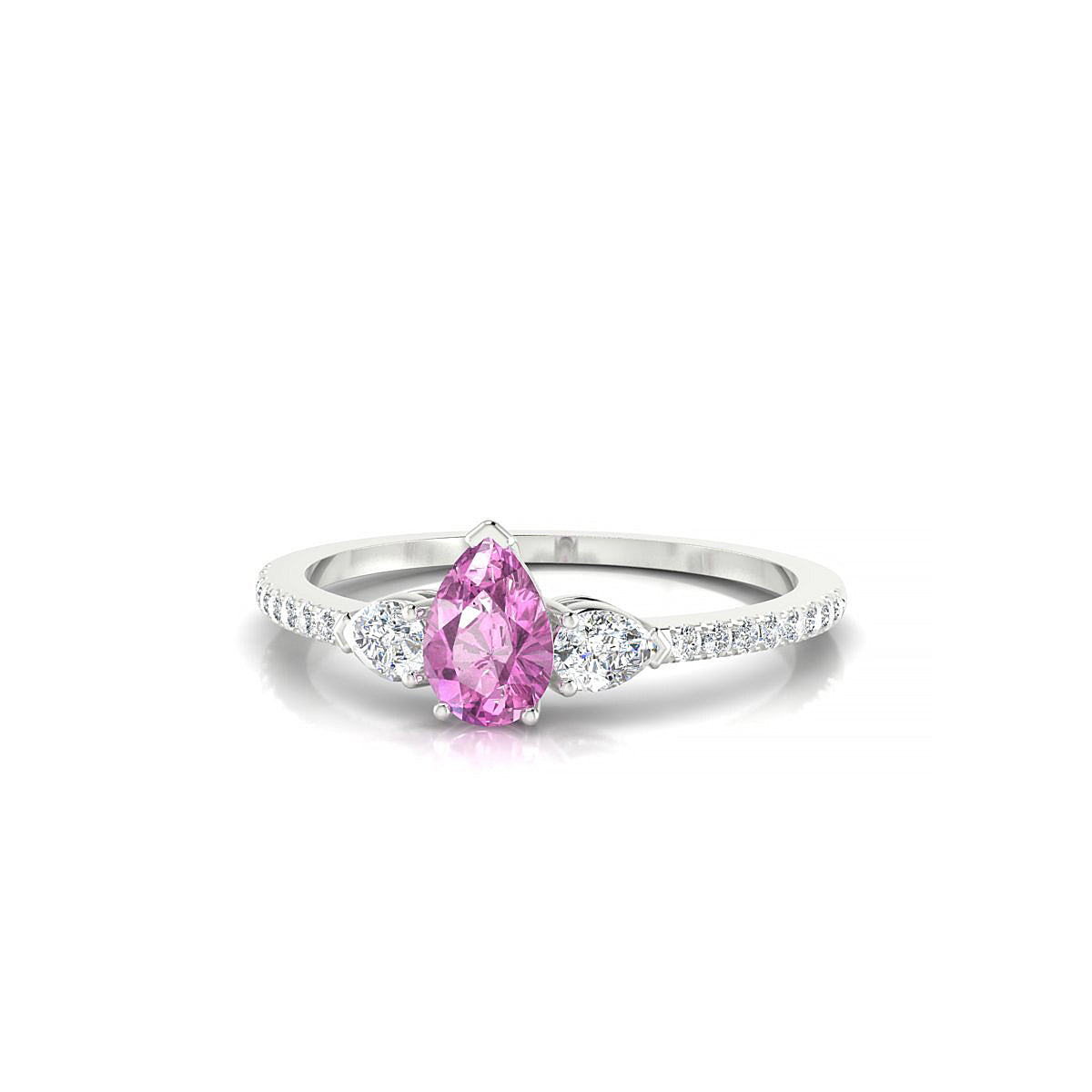 Waterfall | 18k White Gold 6 x 4 mm Pear Pink Sapphire Ring