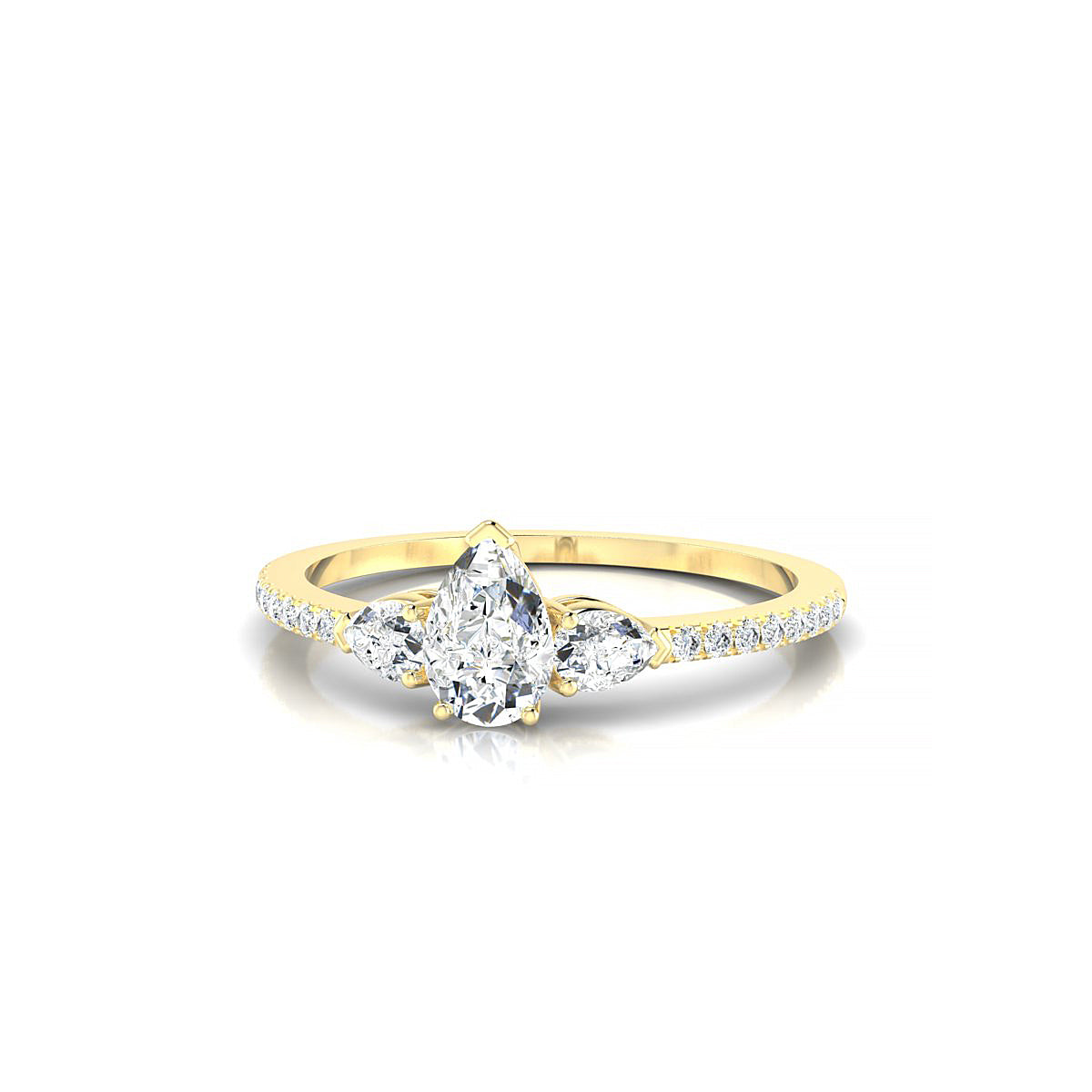 Waterfall | 18k Yellow Gold 6 x 4 mm Pear Diamond Ring
