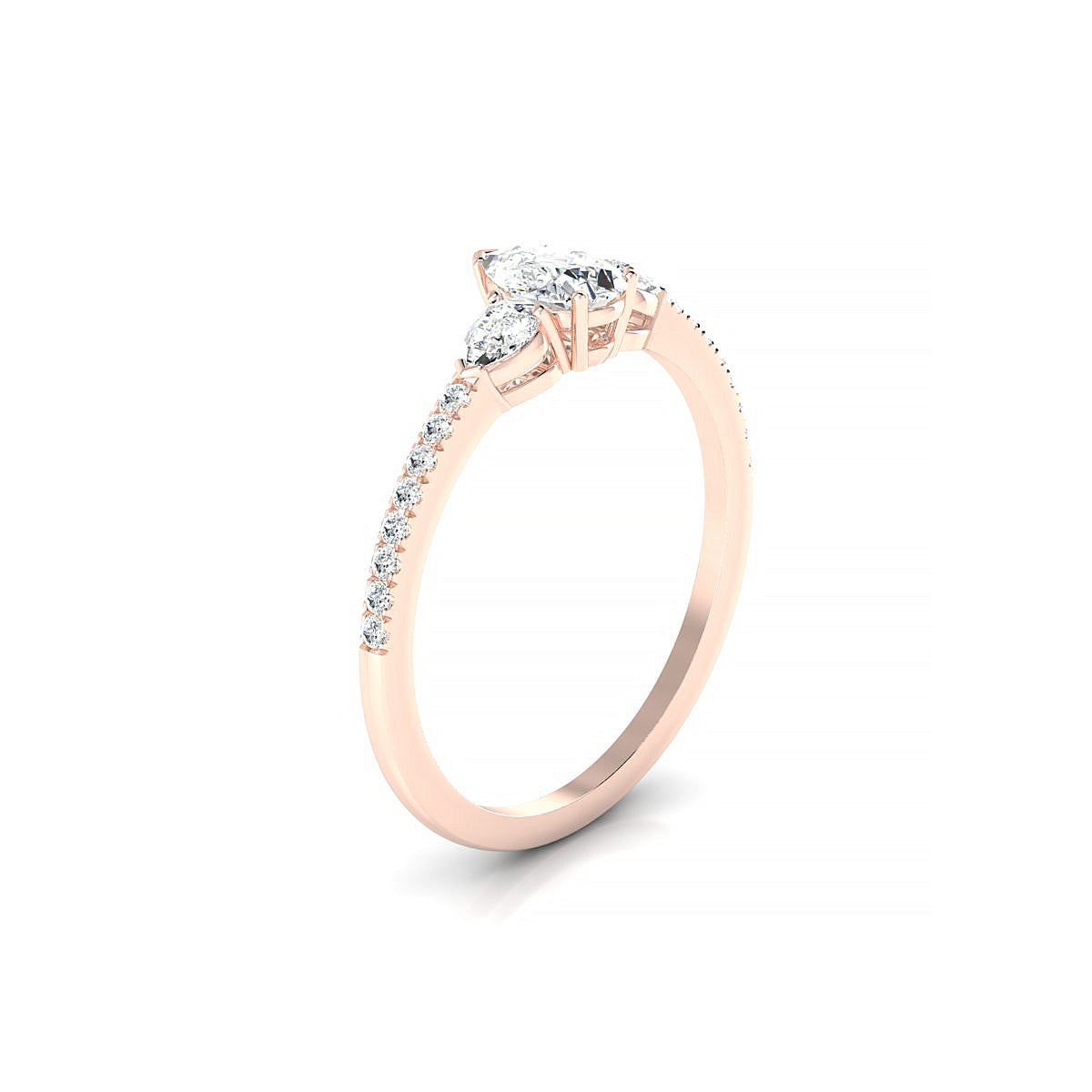 Waterfall | 18k Rose Gold 6 x 4 mm Pear Diamond Ring