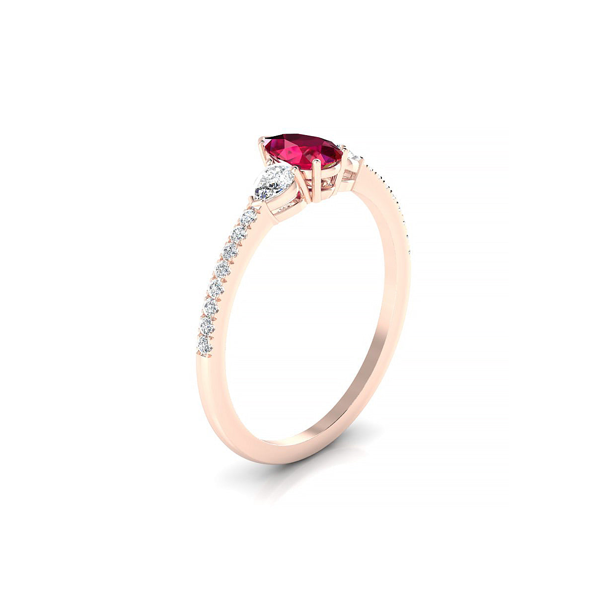 Waterfall | 18k Rose Gold 6 x 4 mm Pear Ruby Ring