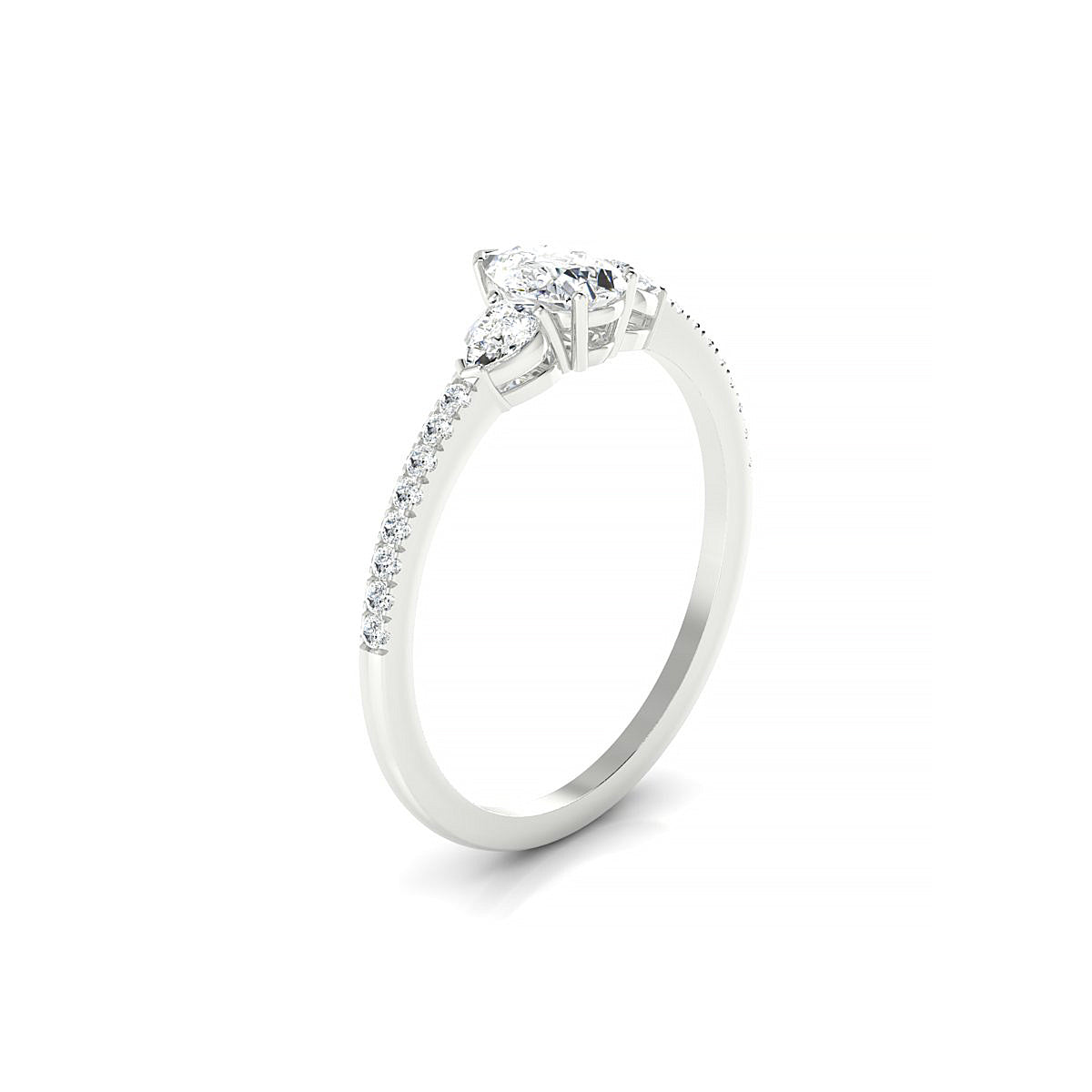 Waterfall | 18k White Gold 6 x 4 mm Pear Diamond Ring