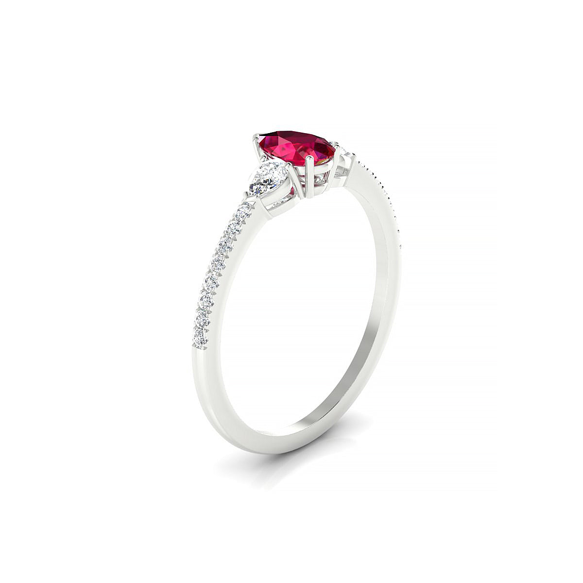 Waterfall | 18k White Gold 6 x 4 mm Pear Ruby Ring