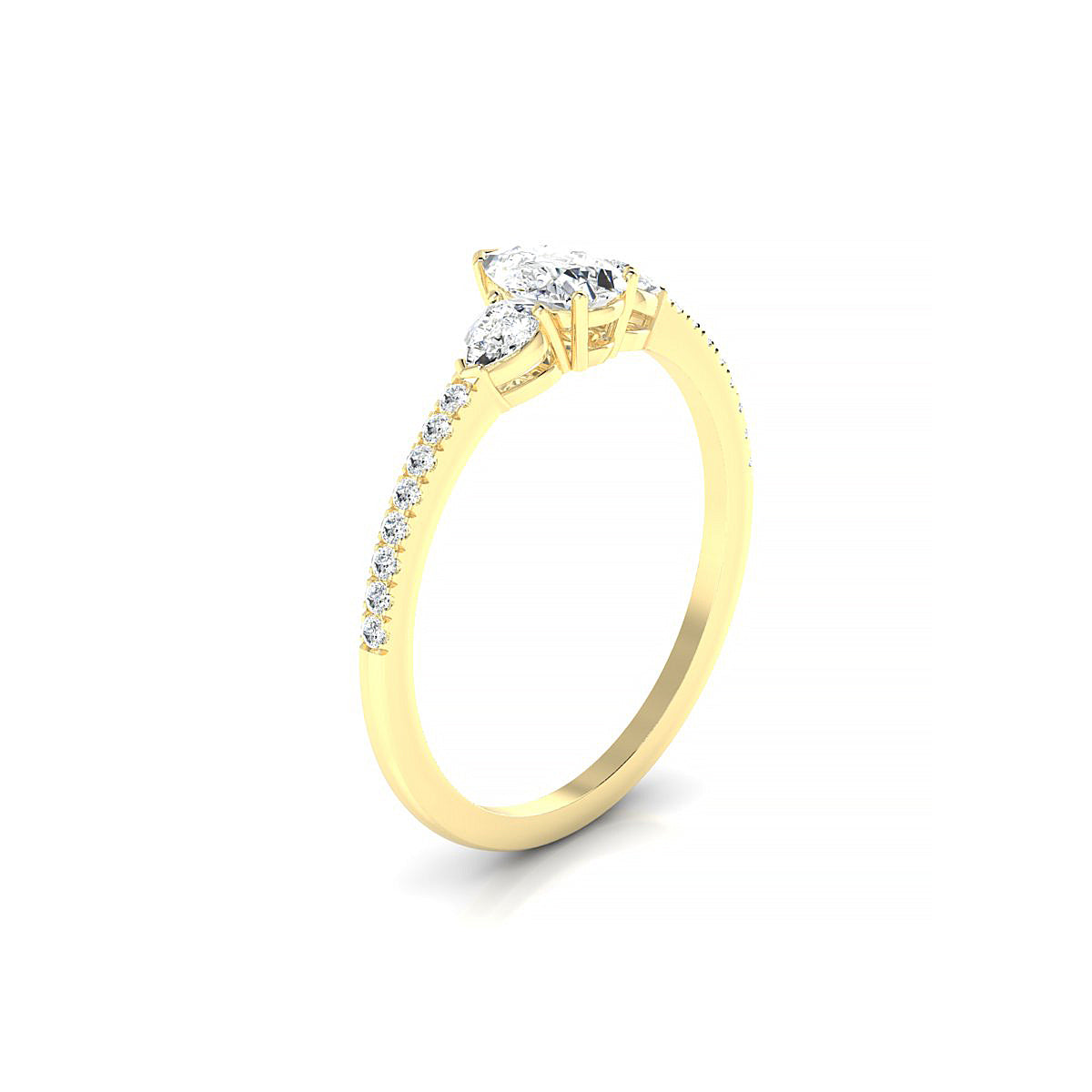 Waterfall | 18k Yellow Gold 6 x 4 mm Pear Diamond Ring
