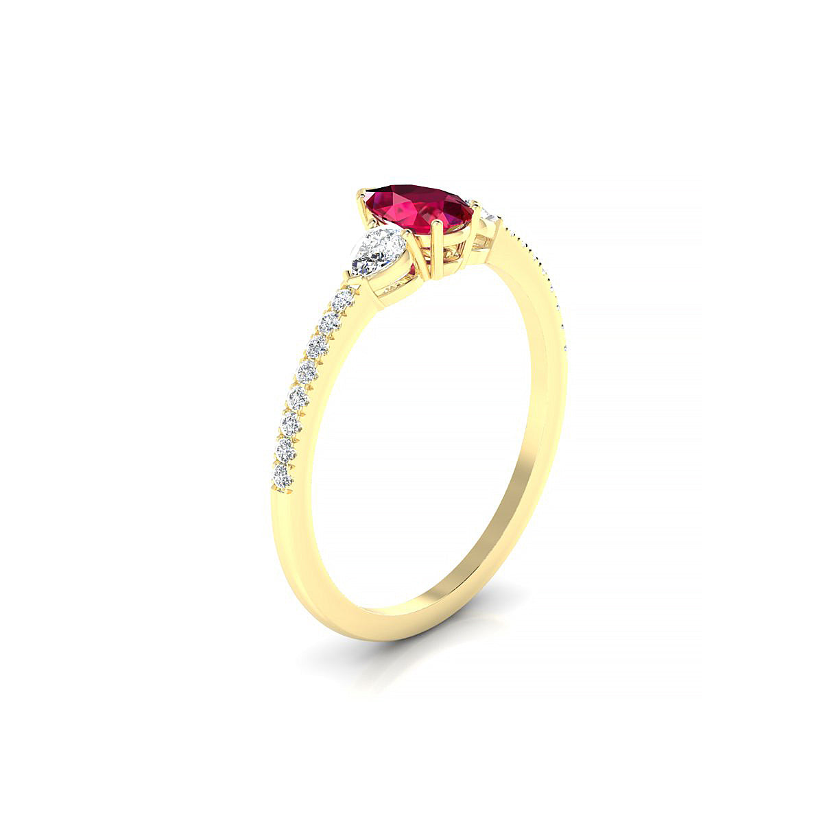 Waterfall | 18k Yellow Gold 6 x 4 mm Pear Ruby Ring