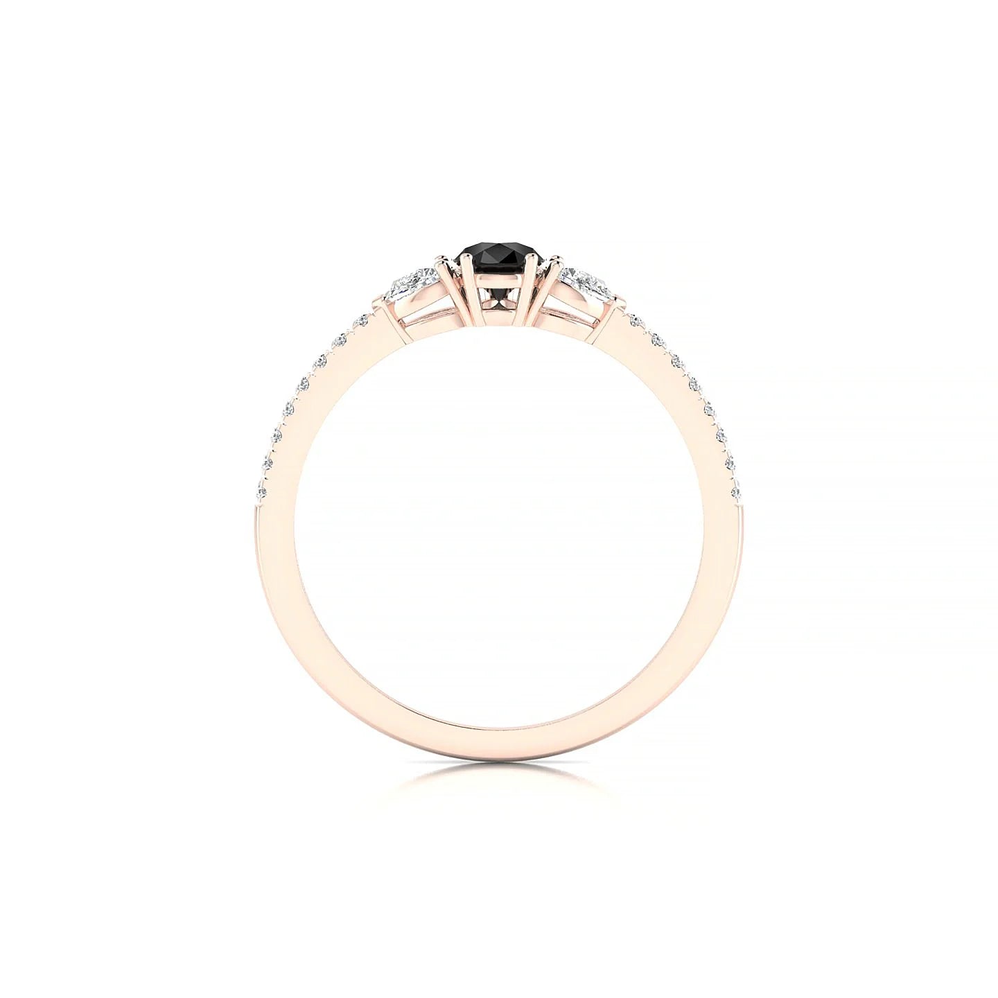Waterfall | 18k Rose Gold 6 x 4 mm Pear Black Diamond Ring