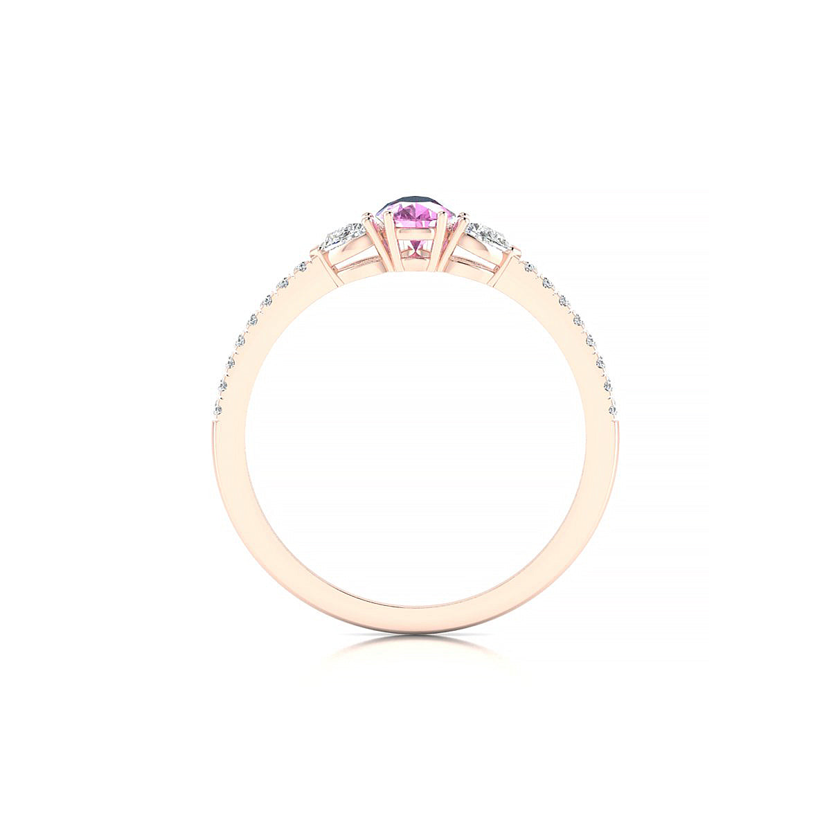 Waterfall | 18k Rose Gold 6 x 4 mm Pear Pink Sapphire Ring