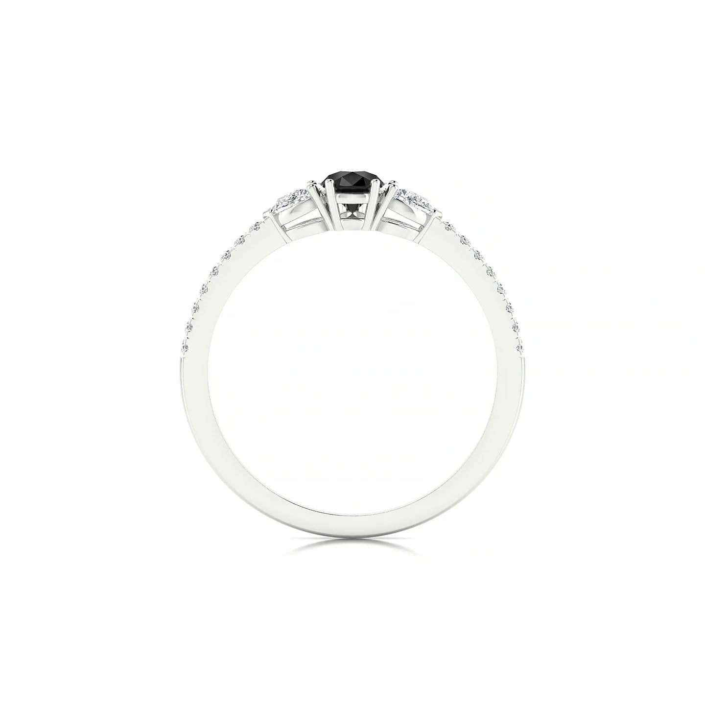 Waterfall | 18k White Gold 6 x 4 mm Pear Black Diamond Ring