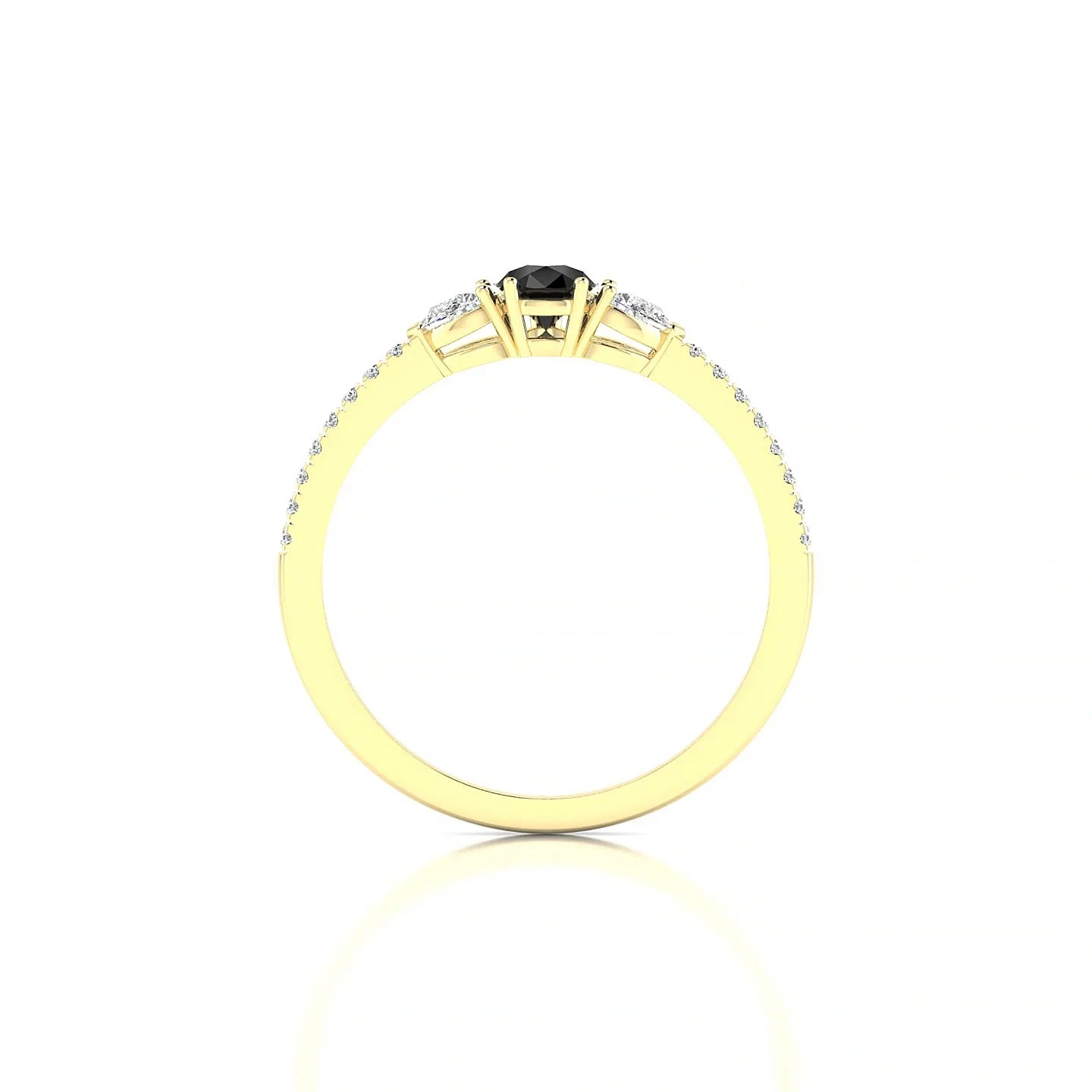 Waterfall | 18k Yellow Gold 6 x 4 mm Pear Black Diamond Ring
