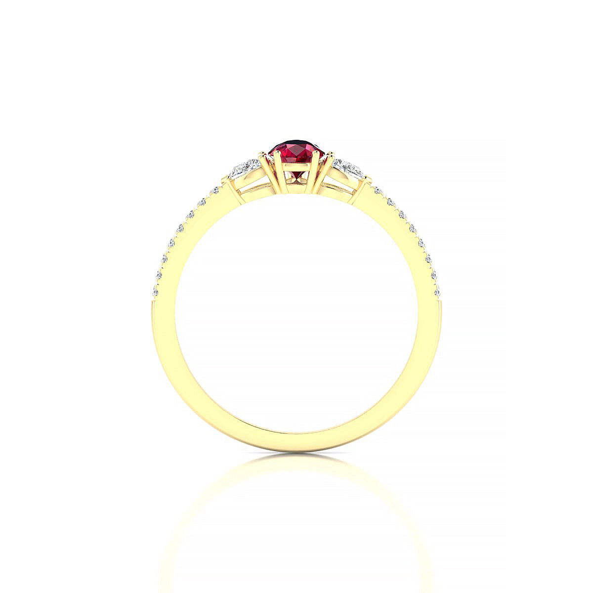 Waterfall | 18k Yellow Gold 6 x 4 mm Pear Ruby Ring