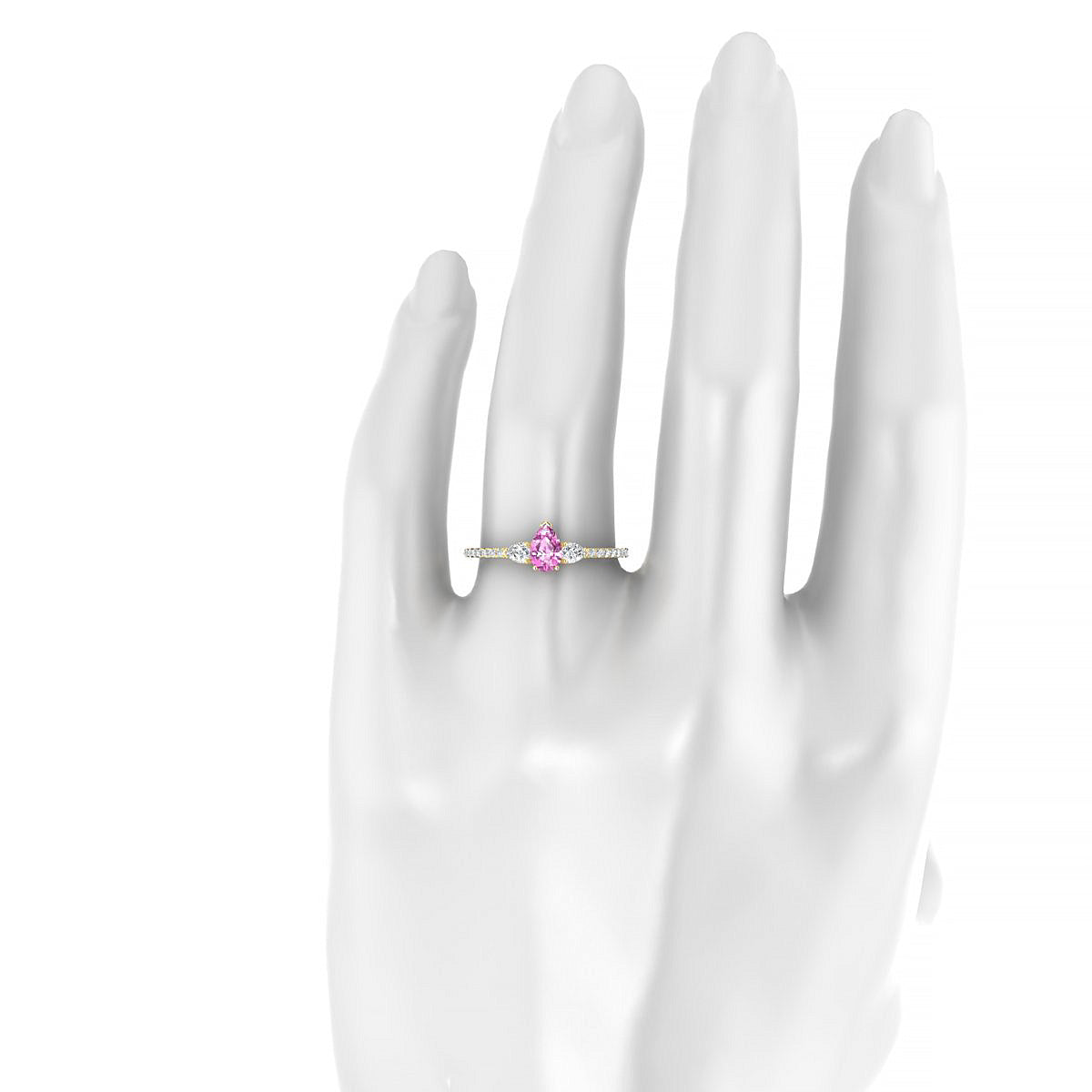 Waterfall | 18k Yellow Gold 6 x 4 mm Pear Pink Sapphire Ring
