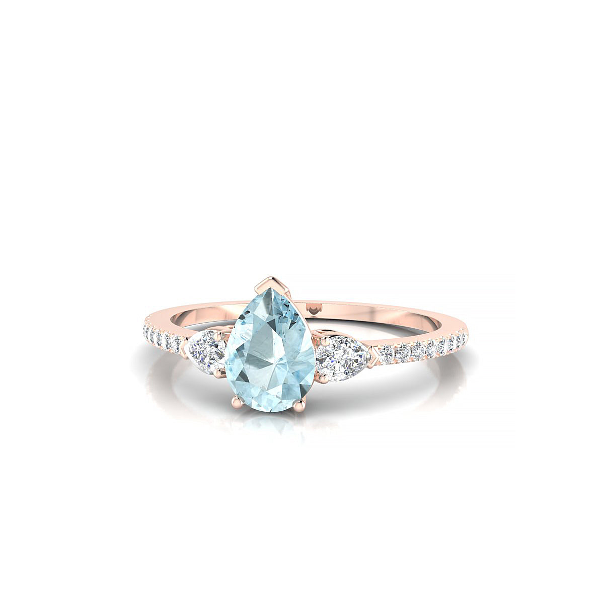 Waterfall | 18k Rose Gold 7 x 5 mm Pear Aquamarine Ring