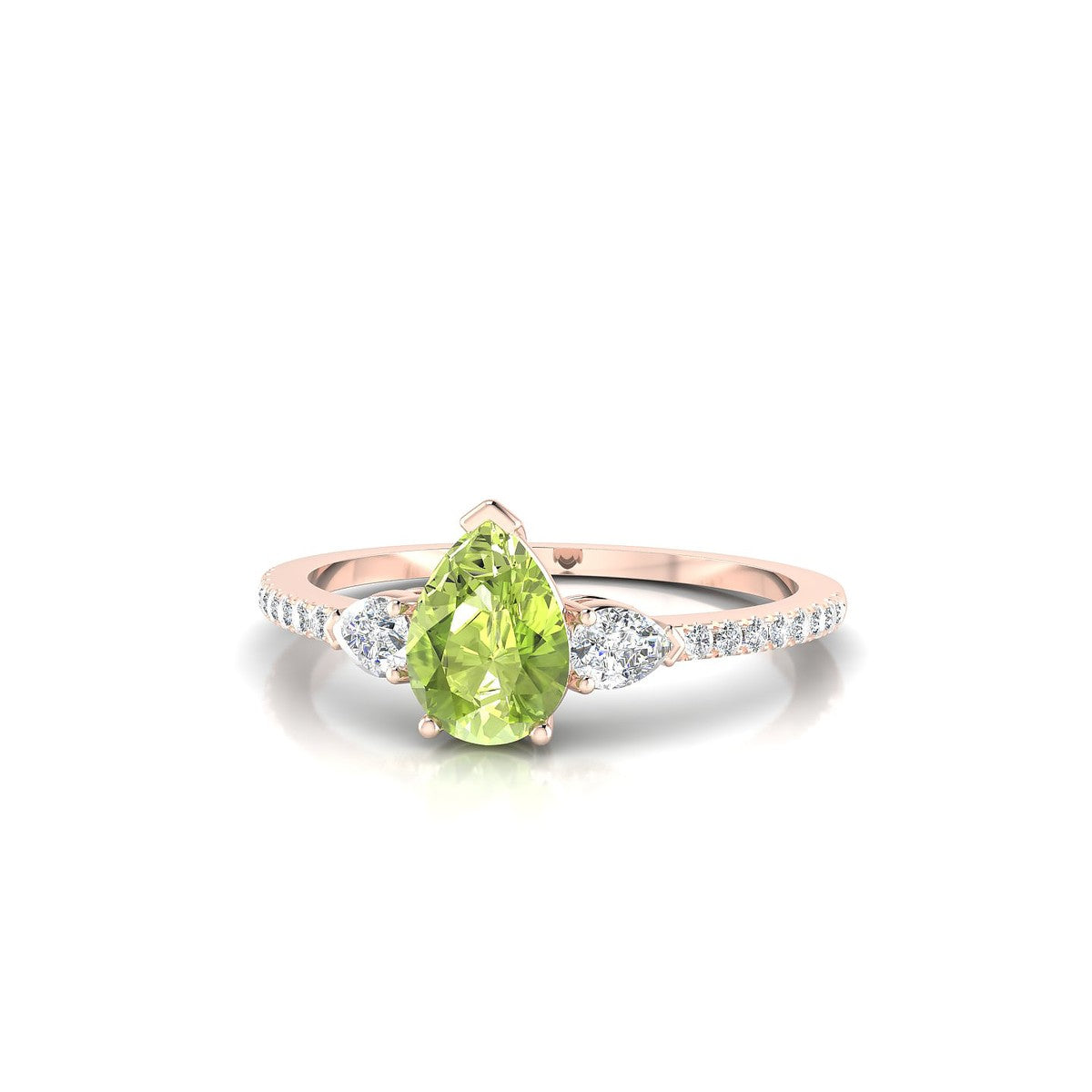Waterfall | 18k Rose Gold 7 x 5 mm Pear Peridot Ring