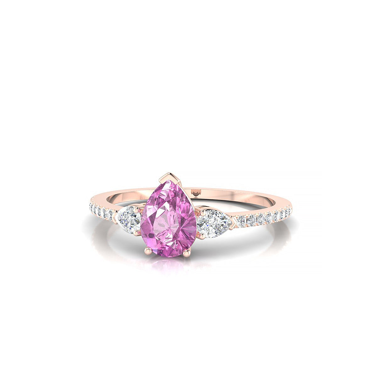 Waterfall | 18k Rose Gold 7 x 5 mm Pear Pink Sapphire Ring